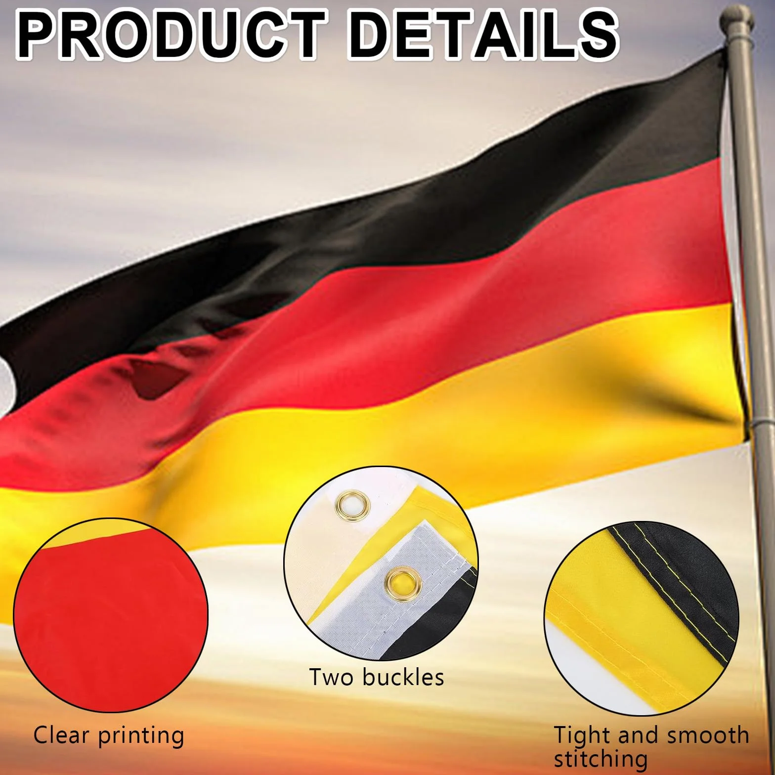 Bandera Alemania 150x90 cm Juego 2 Unidades Exteriores Interiores