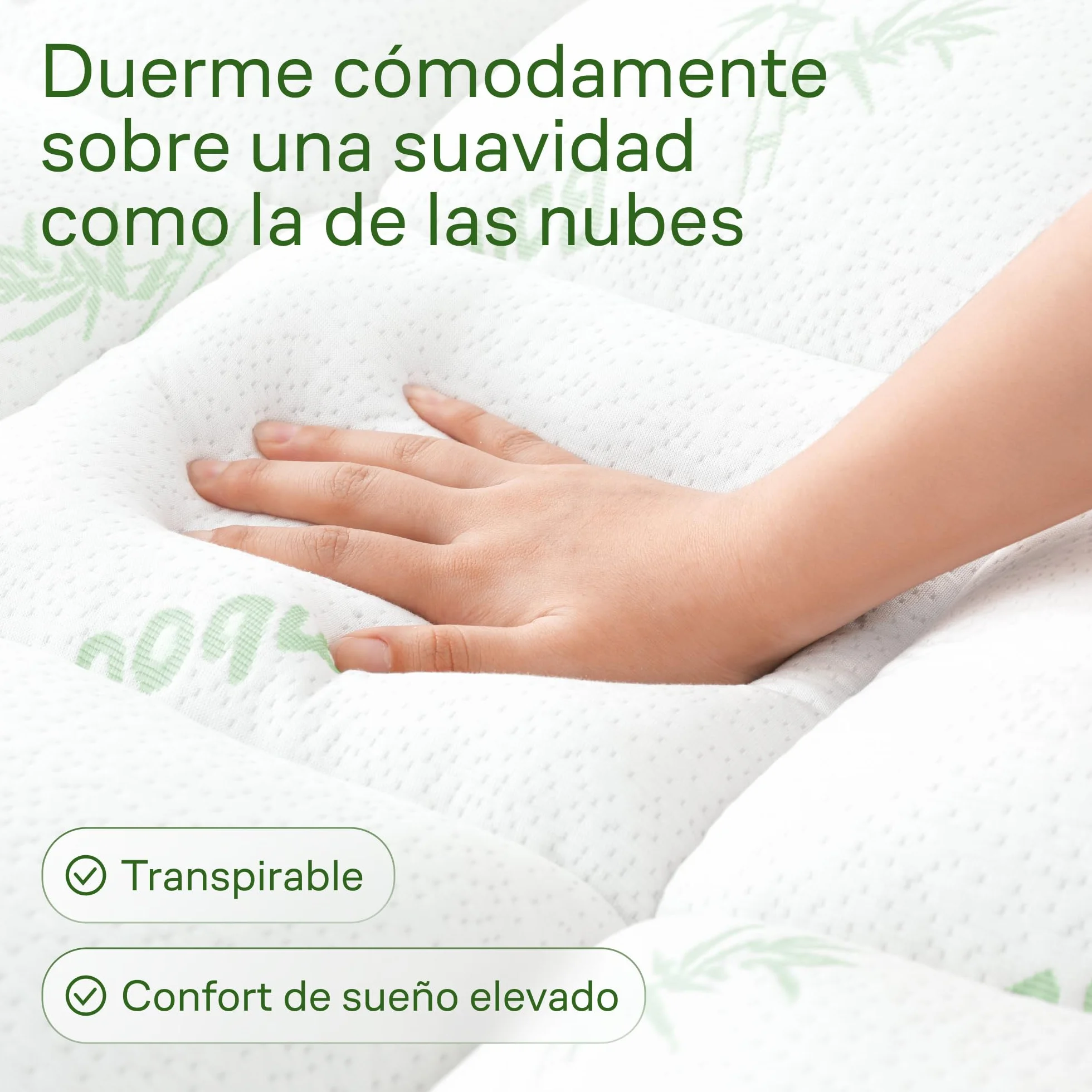 Niagara Sobrecolchón de bambú | Topper para colchón 135 x 190 cm | Grosor 2.5 cm | Refrescante, Transpirable para aliviar el Dolor de Espalda, Bolsillos Profundos para colchones de 20-50 cm
