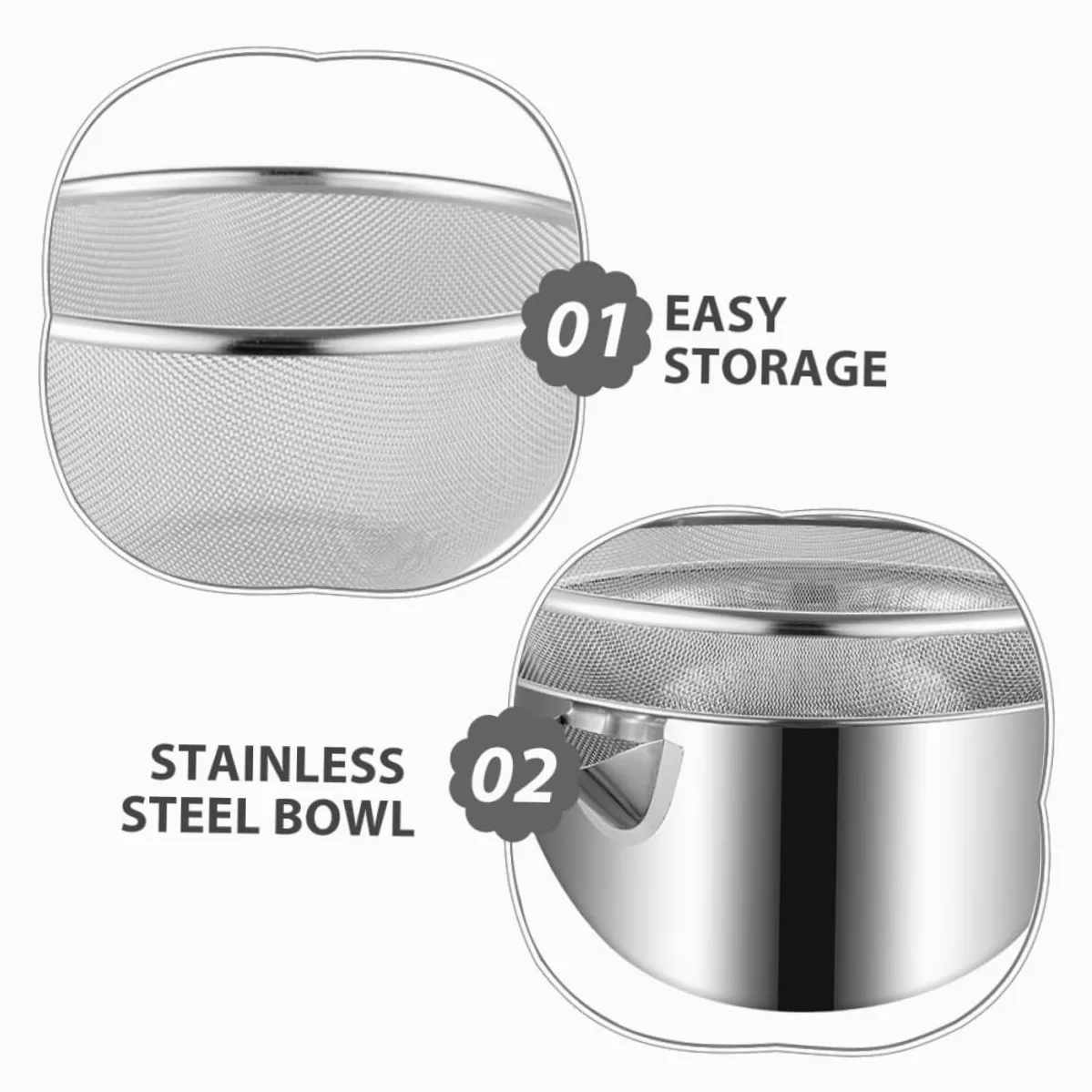 Garneck Colador De Acero Inoxidable Para Lavabo Cuencos De Cocina Cuenco De Acero Inoxidable Para Lavar Platos