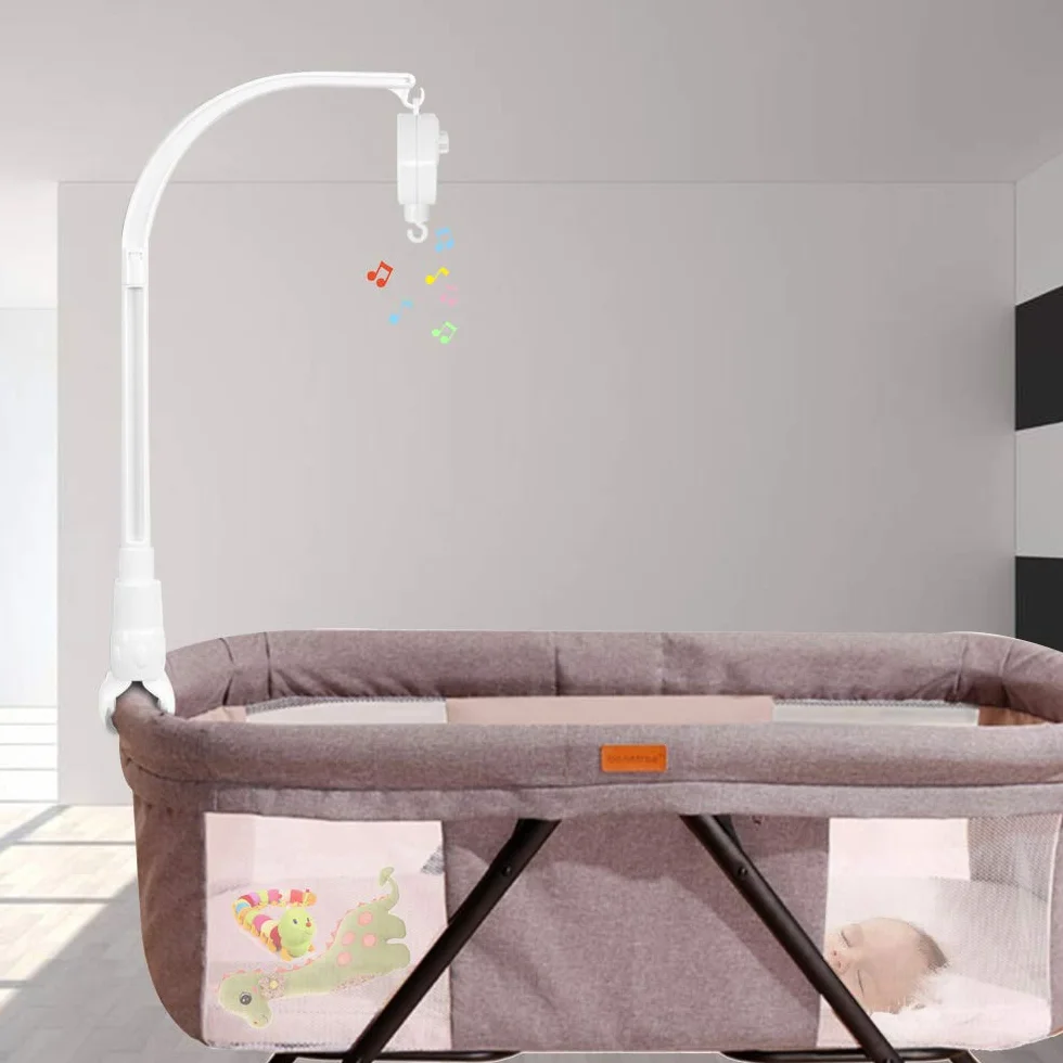 AFUNTA Soporte de campana para cuna 23 pulgadas con caja de música, soporte ajustable DIY para cama de bebé