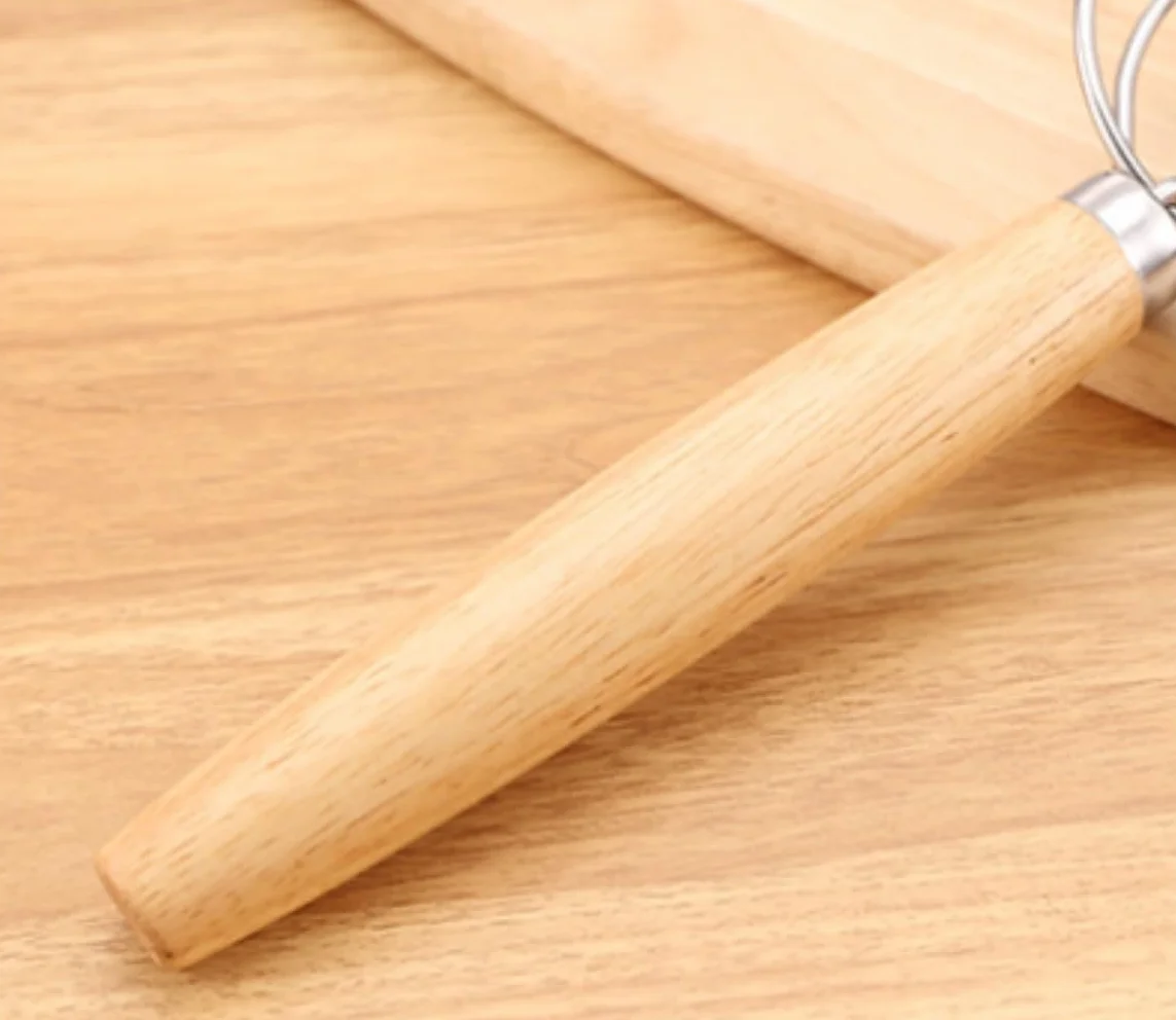 Varillas de Batir para Cocinar Mezclador De Madera For Masa De Pan, Acero Inoxidable, Adecuado For Amasadora, Herramientas For Hacer Pan Huevos, Espumar, Batir(33x8cm)
