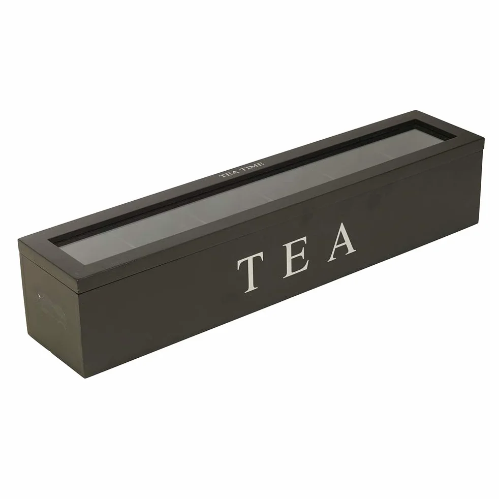 Caja de Almacenamiento de Bolsas de té de café, Recipiente de Almacenamiento de Madera con 5 Ranuras, Organizador de Set de Estilo Retro, para Amantes del té (Black)