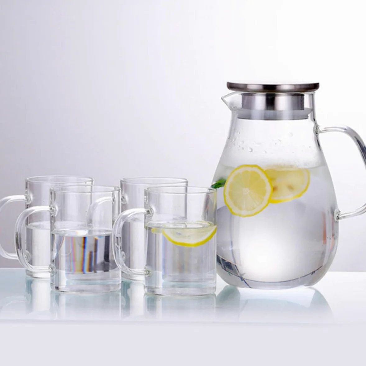 Jarra de Vidrio Transparente para Agua Fría de 2000 Ml, Hervidor Doméstico de Gran Capacidad para Jugos y Bebidas, Apta para Uso Diario Hogar