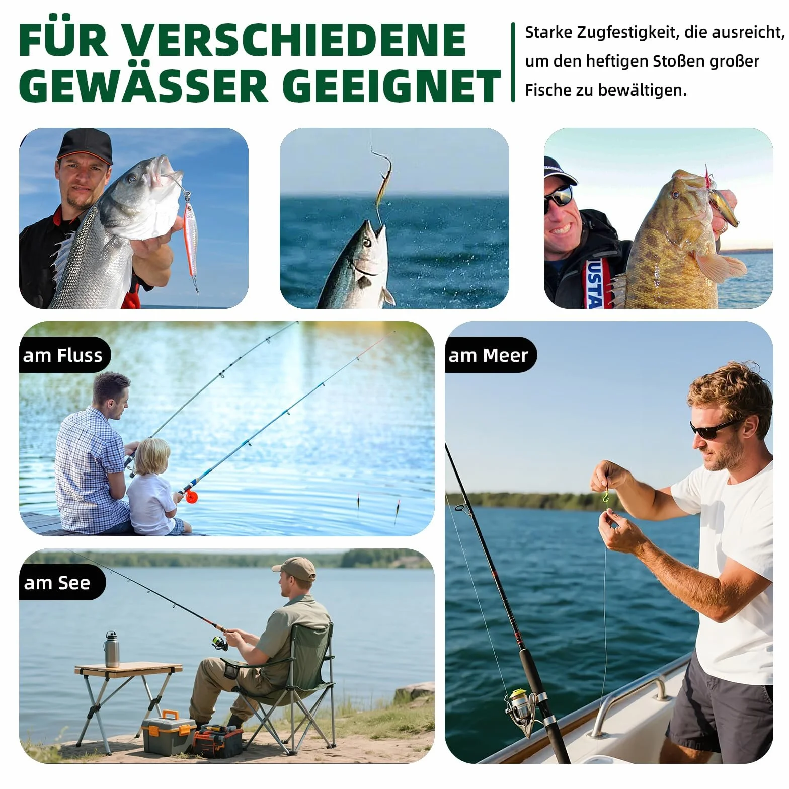 Juego de 100 anzuelos de acero inoxidable para pesca spinning, 5 tamaños, resistente a la rotura, accesorios de pesca