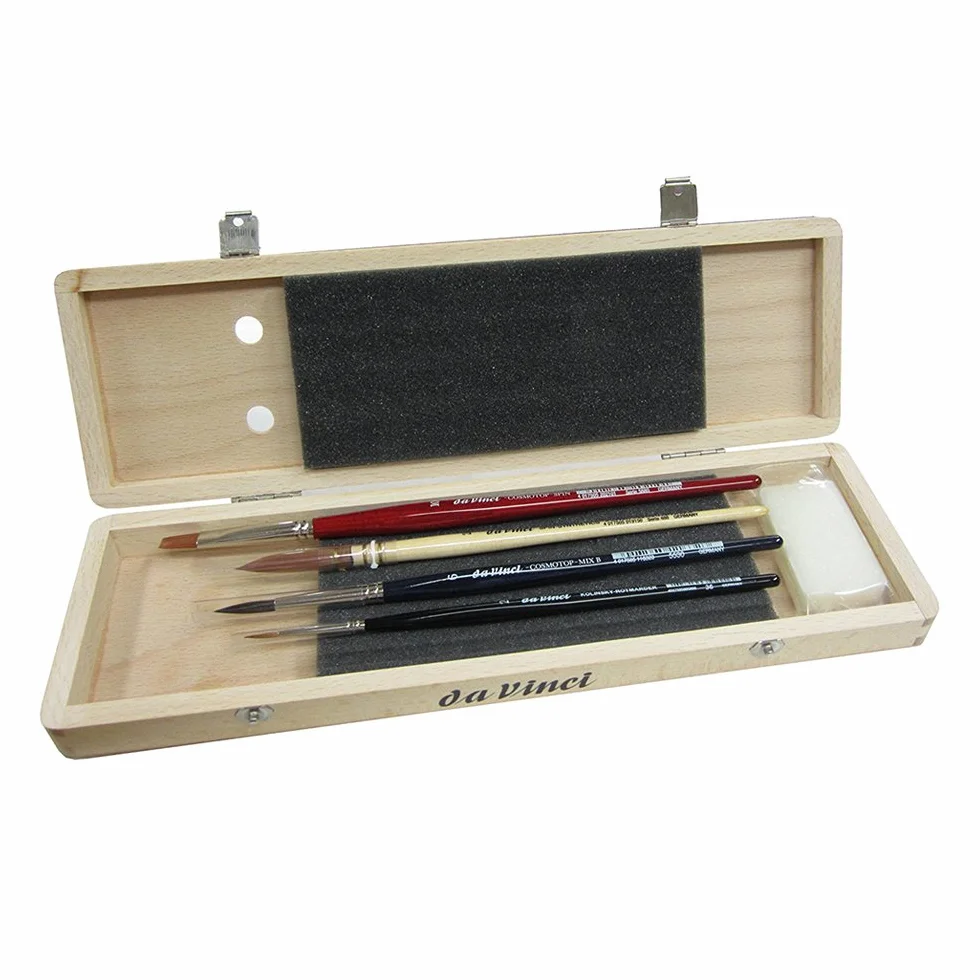 Da Vinci 5279 Series - Juego de Pinceles para Acuarela, Madera, marrón, Negro/Rojo, 30 x 30 x 30 cm