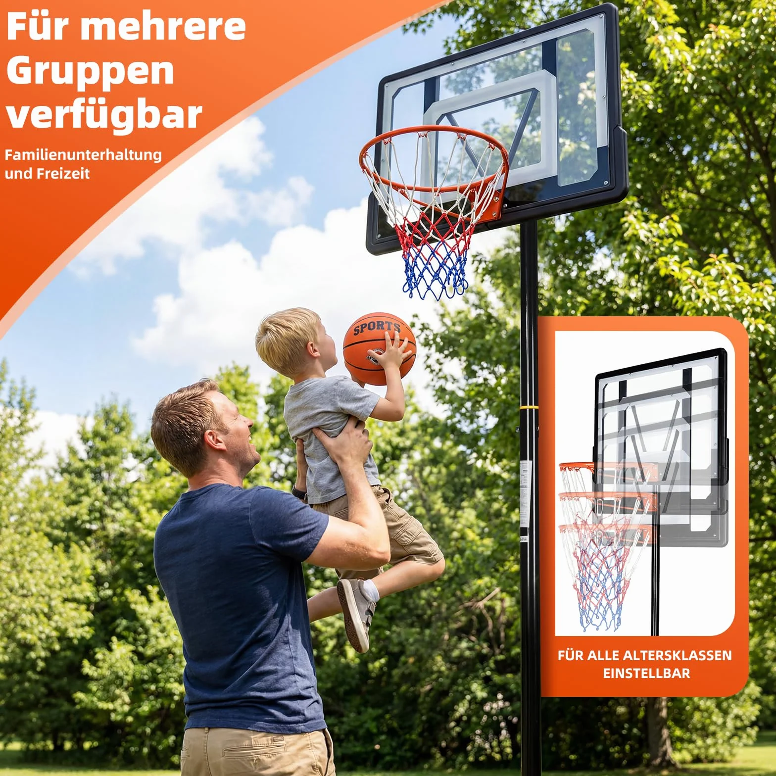 VOWNER Canasta de baloncesto exterior regulable altura soporte base ampliada saco arena incluye pelota bomba móvil equipo niños