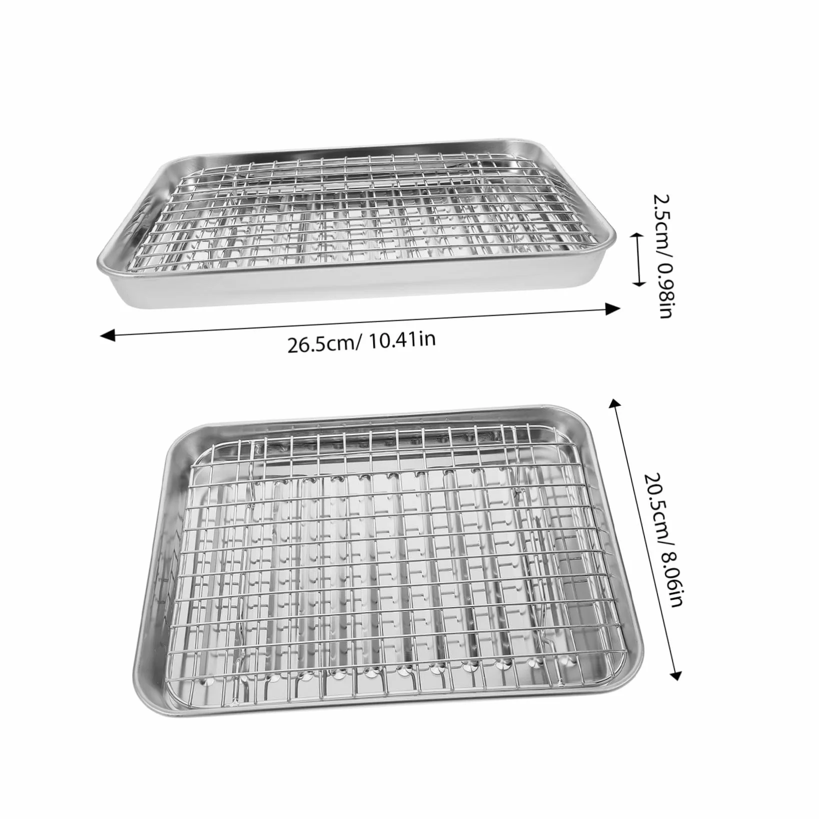 TOYANDONA Bandeja Horno Antiadherente Acero Inoxidable con Rejilla Enfriamiento para Asar y Hornear Casa y Restaurante Resistente y Ligero