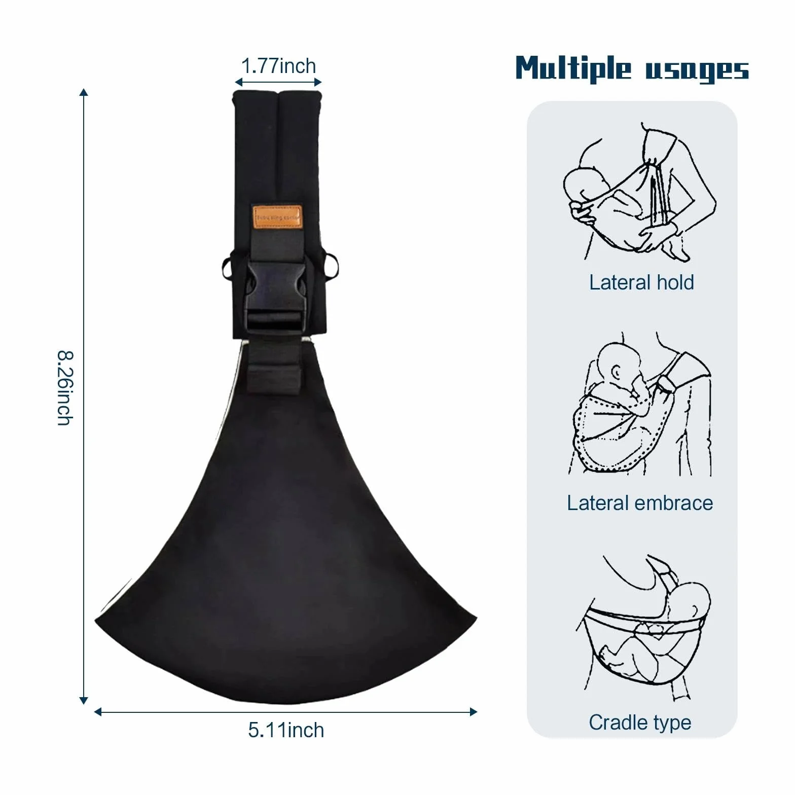 Mochila Portabebes Ergonómico Ajustable Transpirable Baby Carrier 6-36 Meses Lateral Sling Negro