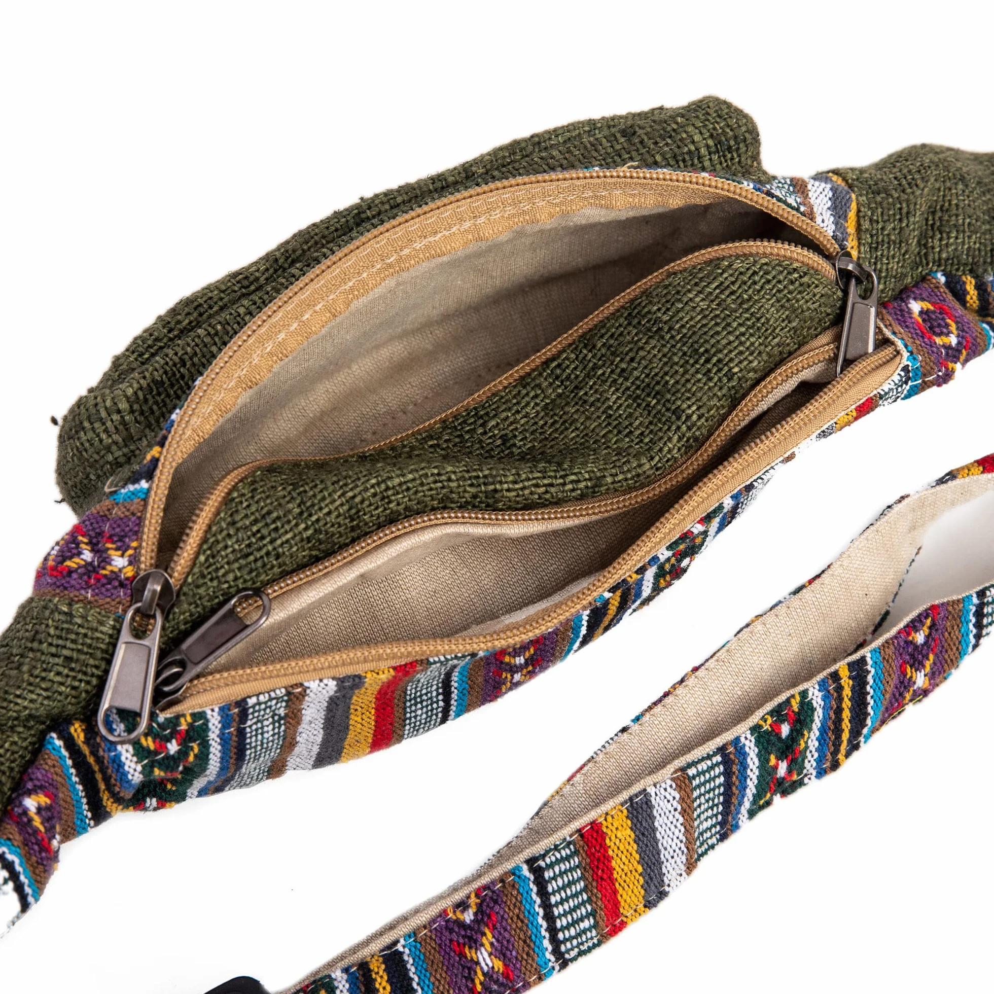 Riñonera Fanny Pack Estilo Bohemio Cáñamo para Viajar Senderismo Correr
