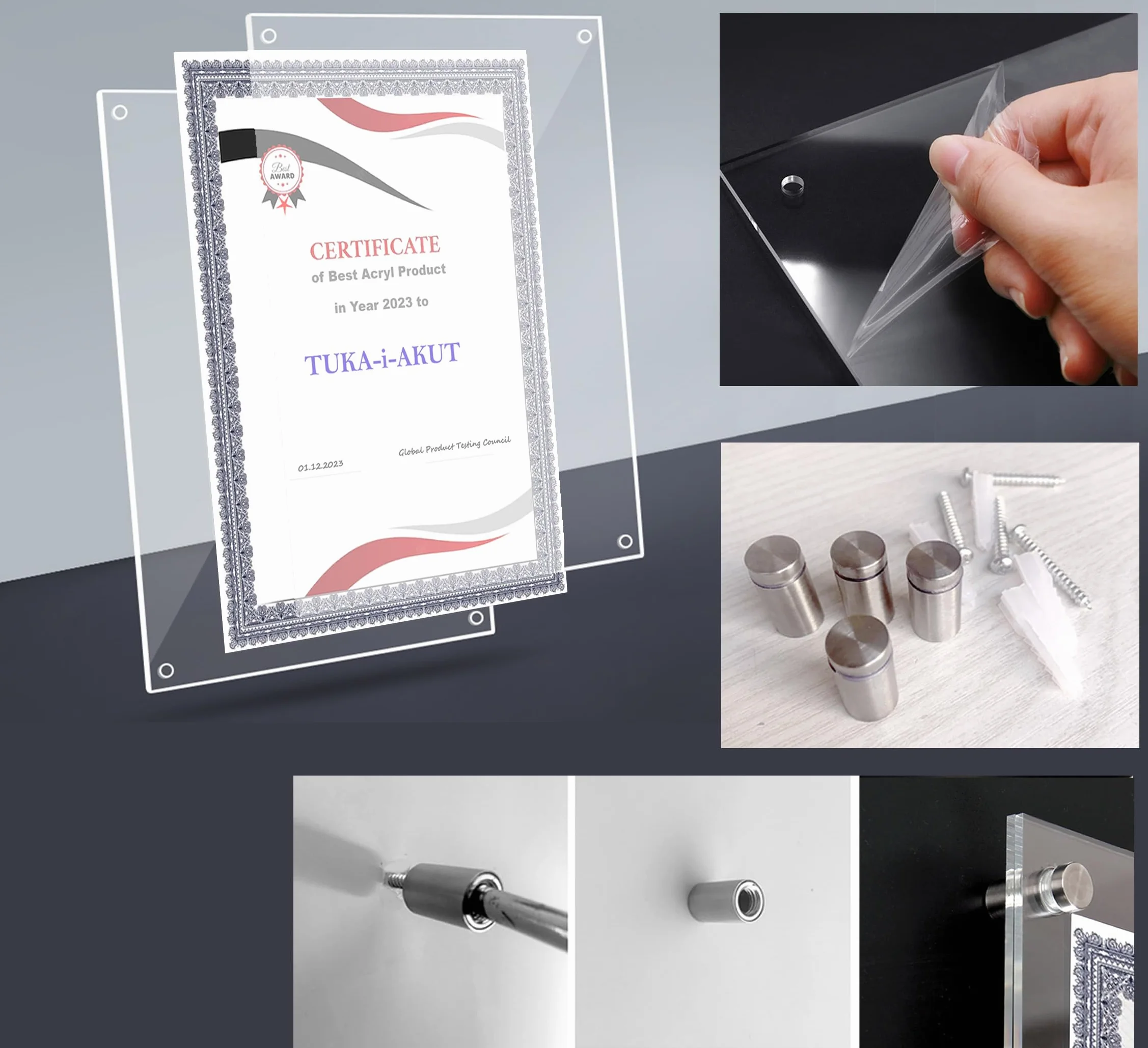 TUKA-i-AKUT 2X Acrílico Marco de Documentos para A5 Cartele, Montaje en Pared, Doble Panel Transparente, Marco de Exhibiciónde Escritorio para Fotos Pósteres Folletos Certificados, TKD9402-A5-2x