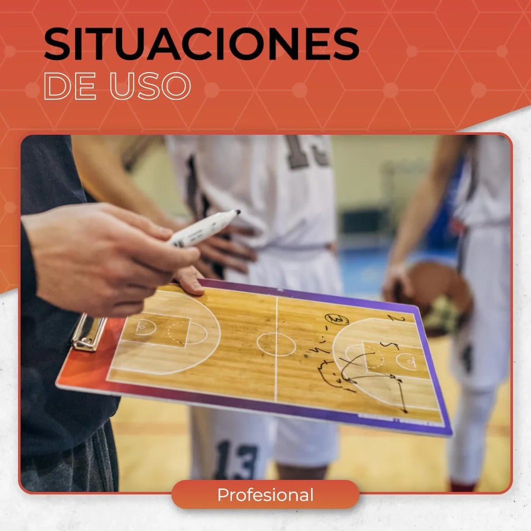 Pizarra Entrenador Baloncesto Táctica Doble Cara Blanco/Negro Campo Completo Medio Campo Borrado en Seco Portátil con Rotulador