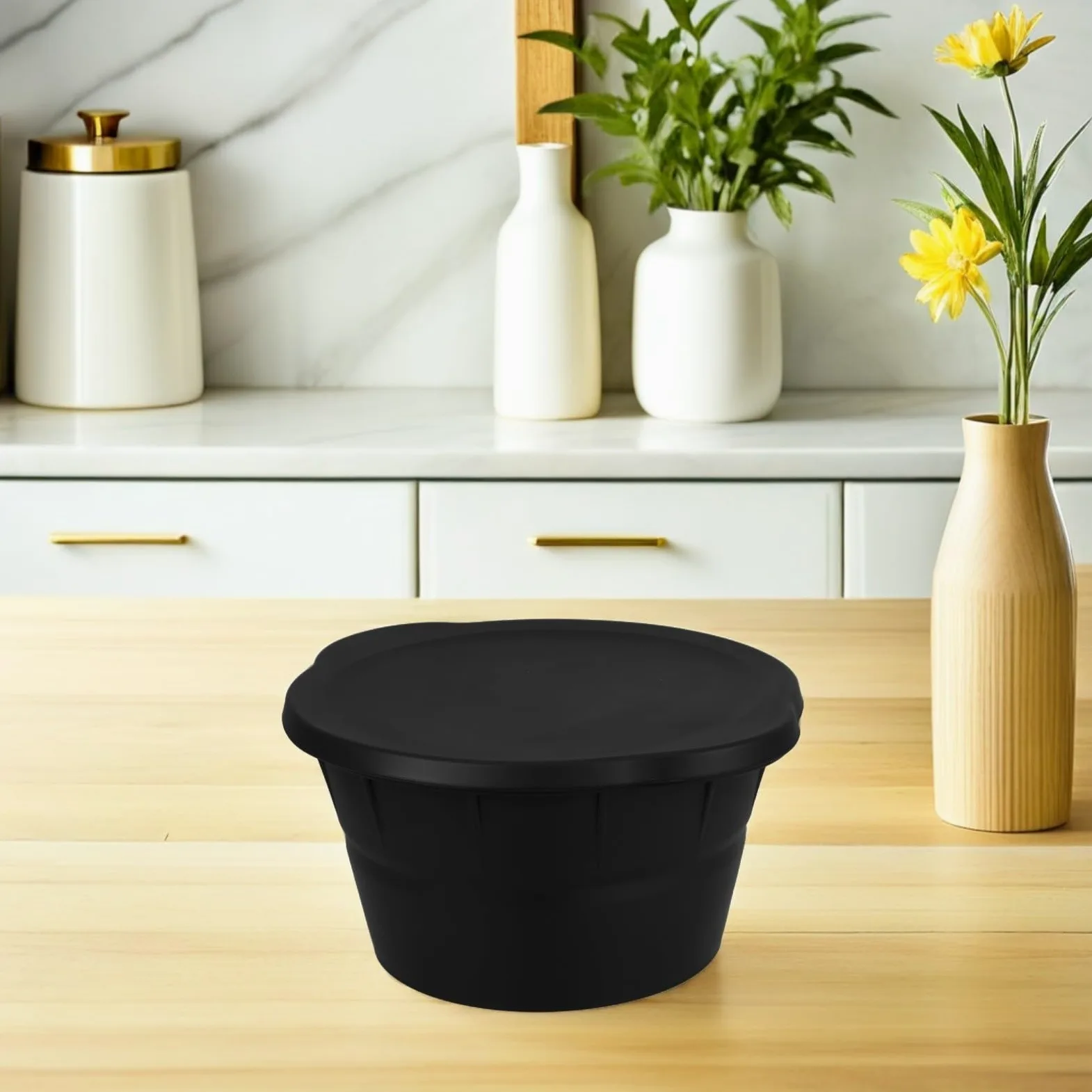 TOPBATHY Molde para Cubitos de Hielo Redondo de Silicona Negro, Plegable y Reutilizable, Capacidad 3.6l para Uso al Aire Libre y Baños de Hielo, Paquete de 2 Piezas