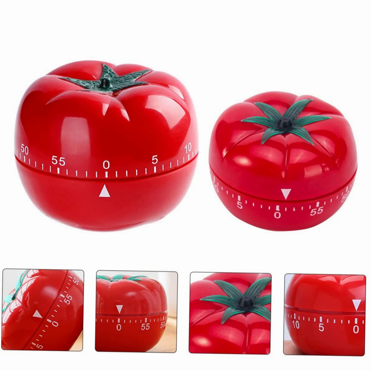 COLLBATH Temporizador Mecánico de Cocina sin Batería Forma de Tomate, 2 Piezas, Rotación Manual para Cocinar Cocina