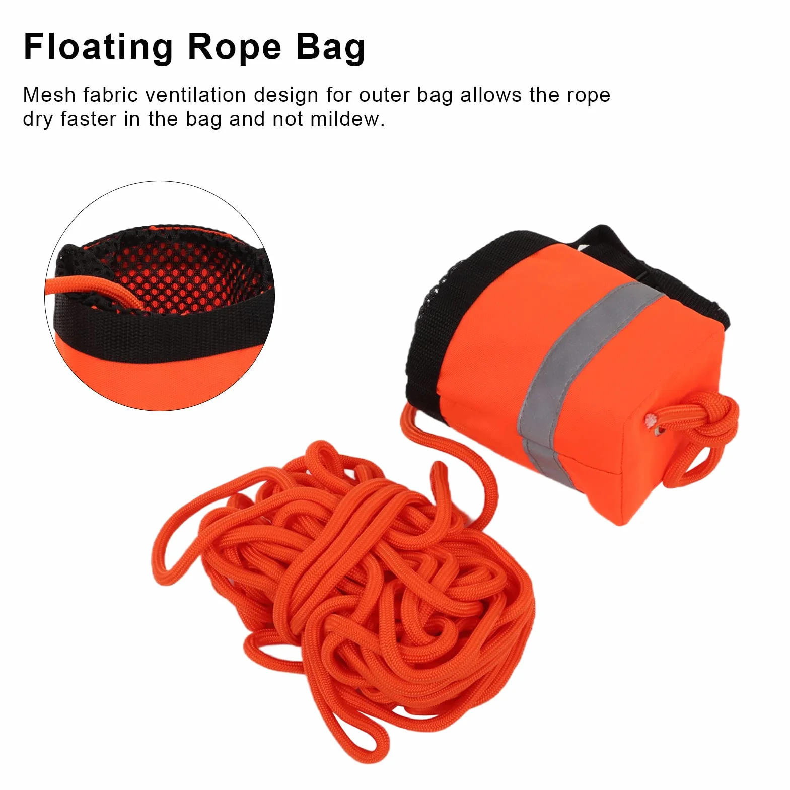 Bolsa de Rescate con Cuerda Flotante 49,2/98,4 pies 3/10 Pulgadas para Kayak Rafting Equipo de Seguridad