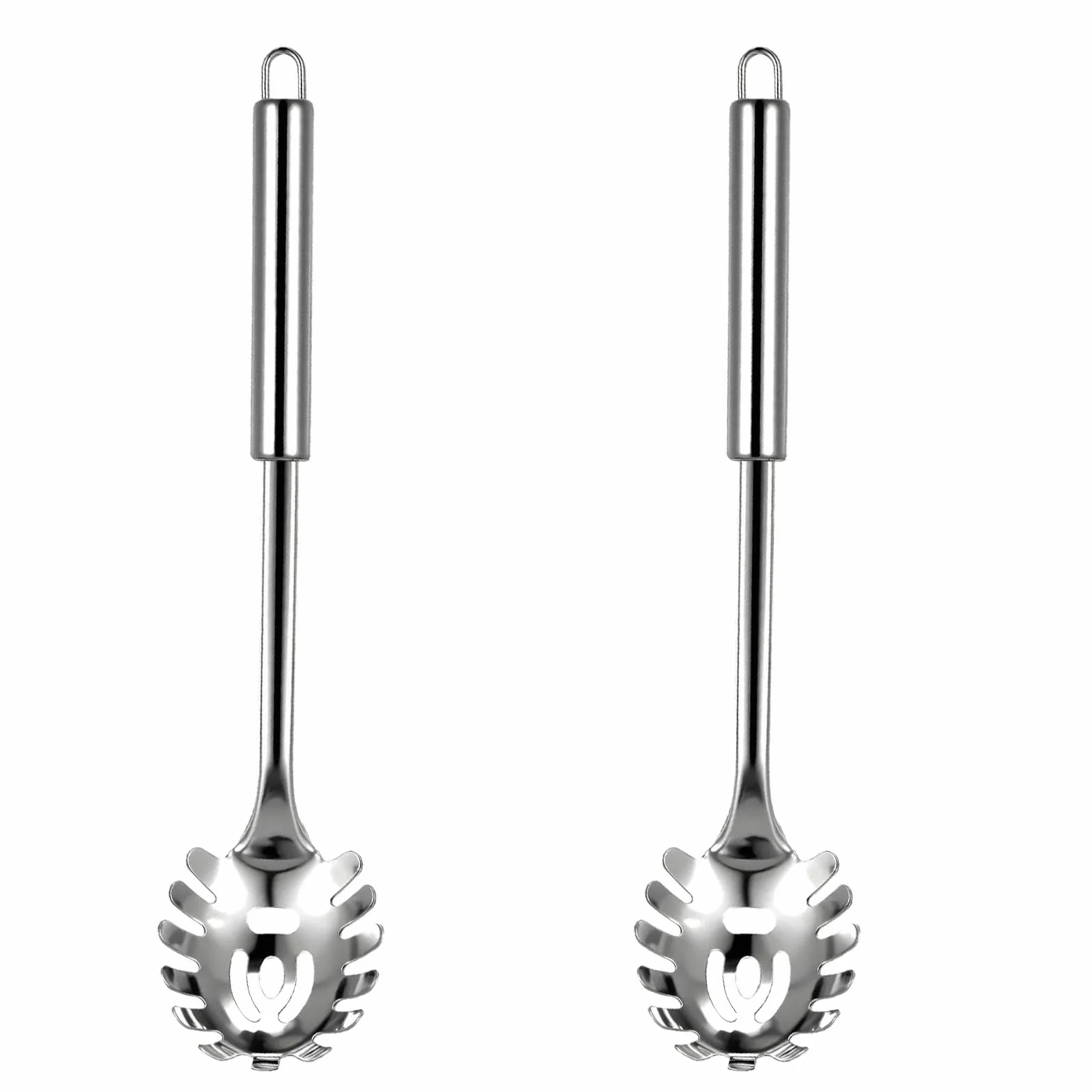 Cuchara de espagueti, cuchara de pasta, cortador de espaguetis, servidor de pasta de acero inoxidable duradero, servidor de tenedor de pasta, resistente al calor, 30 cm