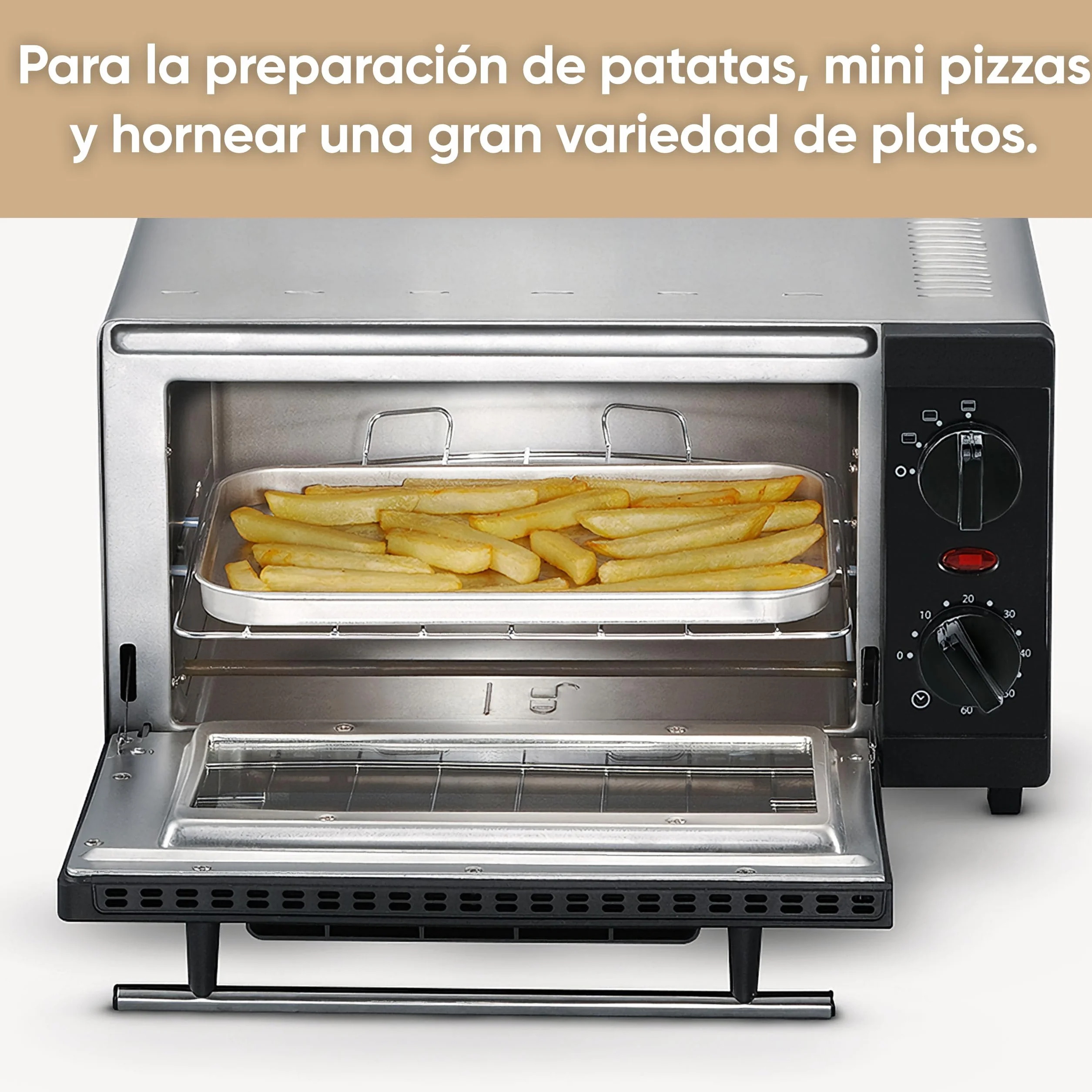SEVERIN Mini horno tostador, horno compacto de sobremesa con grill, horno pequeño con bandeja y temporizador de 60 minutos, 800 W, 9 L, negro, TO 2052