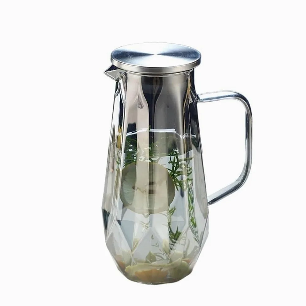 Jarra Agua Jarra de Agua de Vidrio de 1,4 l con Tapa Jarra de Agua fría y Caliente Jarra de Agua for el hogar Ideal for té Helado, Limonada, Jugo, Leche y más Jarra de Agua(Grey)