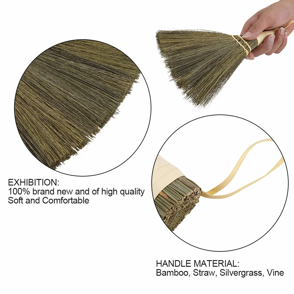 Escoba De Paja, Acouto Manual Para El Hogar Paja Trenzada Pequeña Escoba Polvo Hecho A Mano Limpieza De Suelos Escoba De Barrido Suave Hos