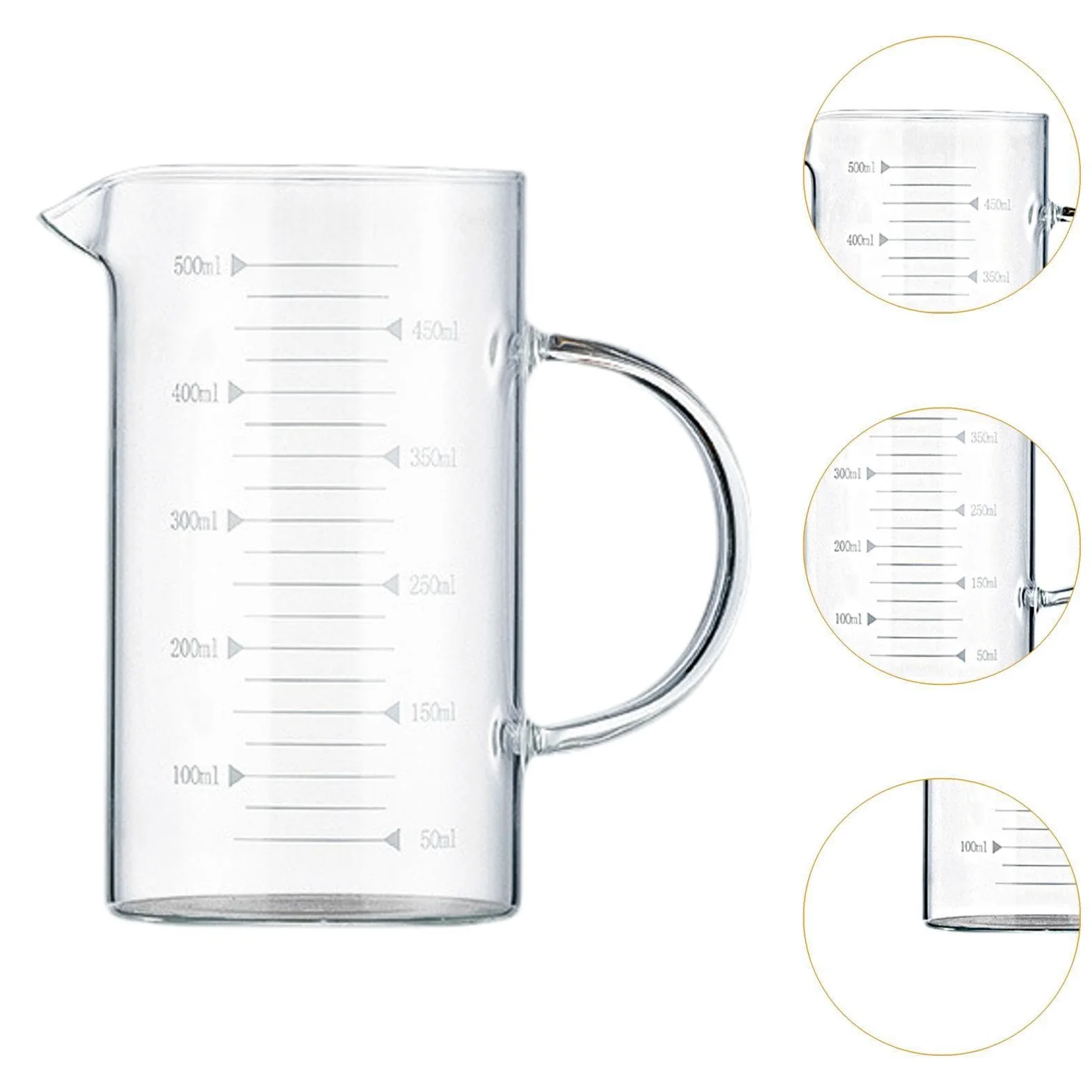 2X Vaso Medidor de Vidrio de Borosilicato de, Vaso Medidor, Jarra Medidora para Restaurante.