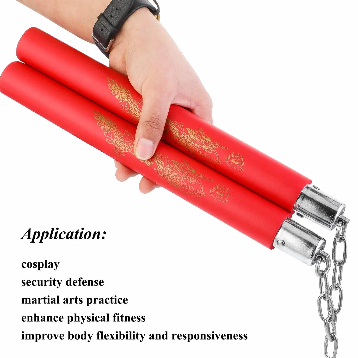 2 Pares de Nunchakus Espuma portátiles Nunchaku Artes Marciales Nunchakus Profesionales Nunchaku de Entrenamiento de Seguridad Nunchucks con Cadena de Acero para Adultos Niños y Principiantes