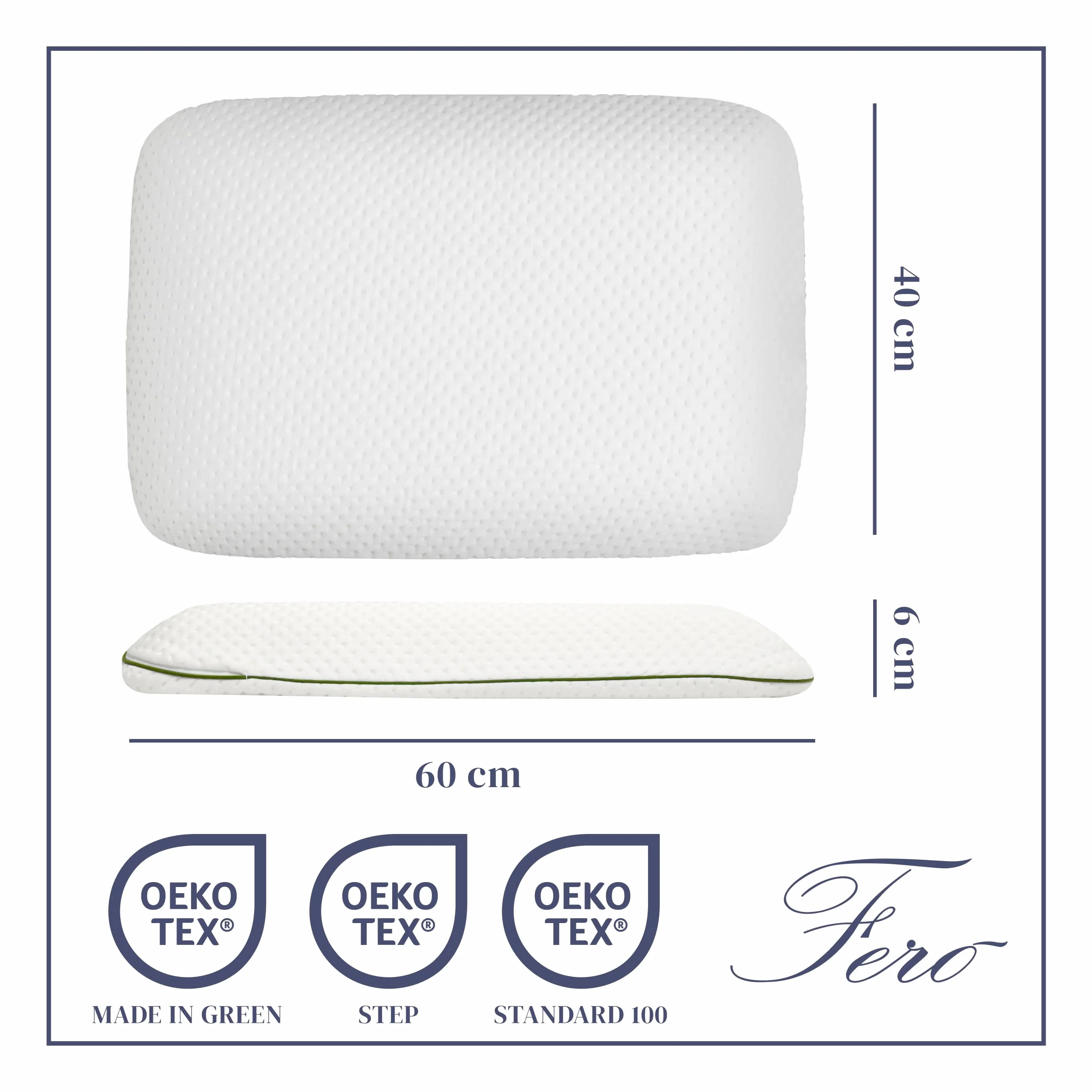 Almohada Cuna 60x40x6 cm Tencel Hipoalergénico Espuma Viscoelástica Natural Transpirable Oeko-Tex