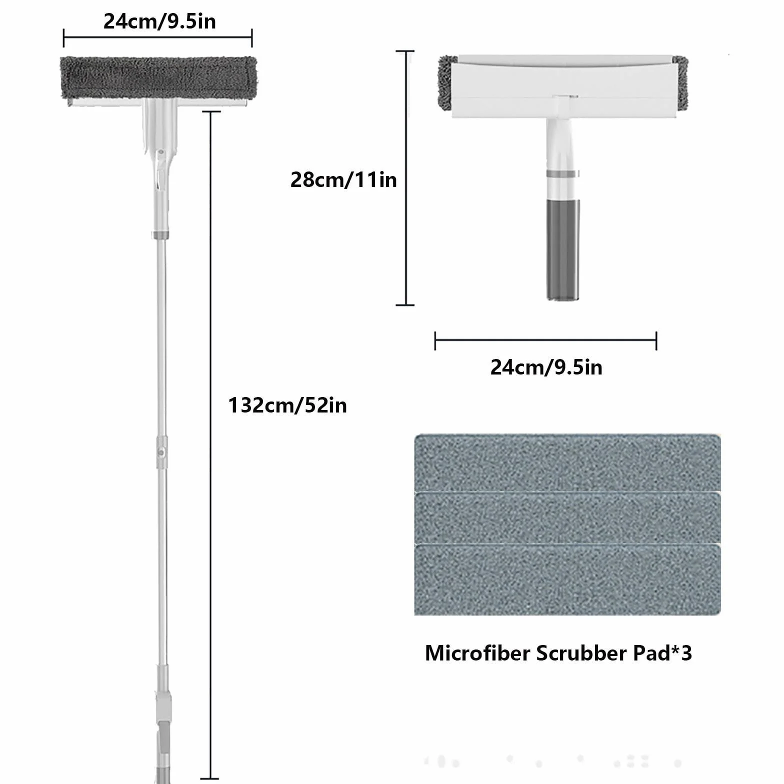 4 en 1 Spray Limpiacristales Coche con Colector De Aguas Residuales Y 3 Paños Microfibra, Limpiacristales con Varilla De Extensión para Ventanas Altas Interiores/Exteriores