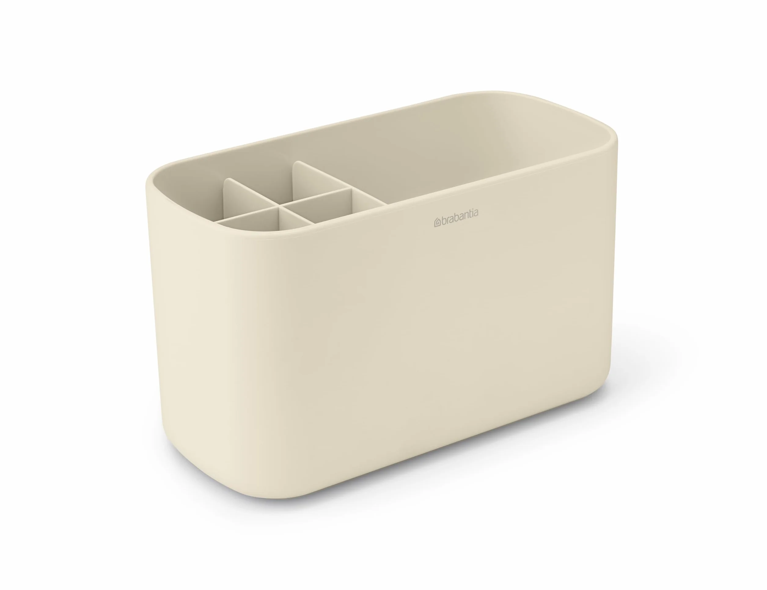 Brabantia - ReNew Organizador para el Baño - Organizador para el Lavabo - Apto como Portacepillos de Dientes - No Raya - Fácil de Limpiar - Resistente a la Corrosión - Soft Beige - 19,7 x 9,8 x 11 cm