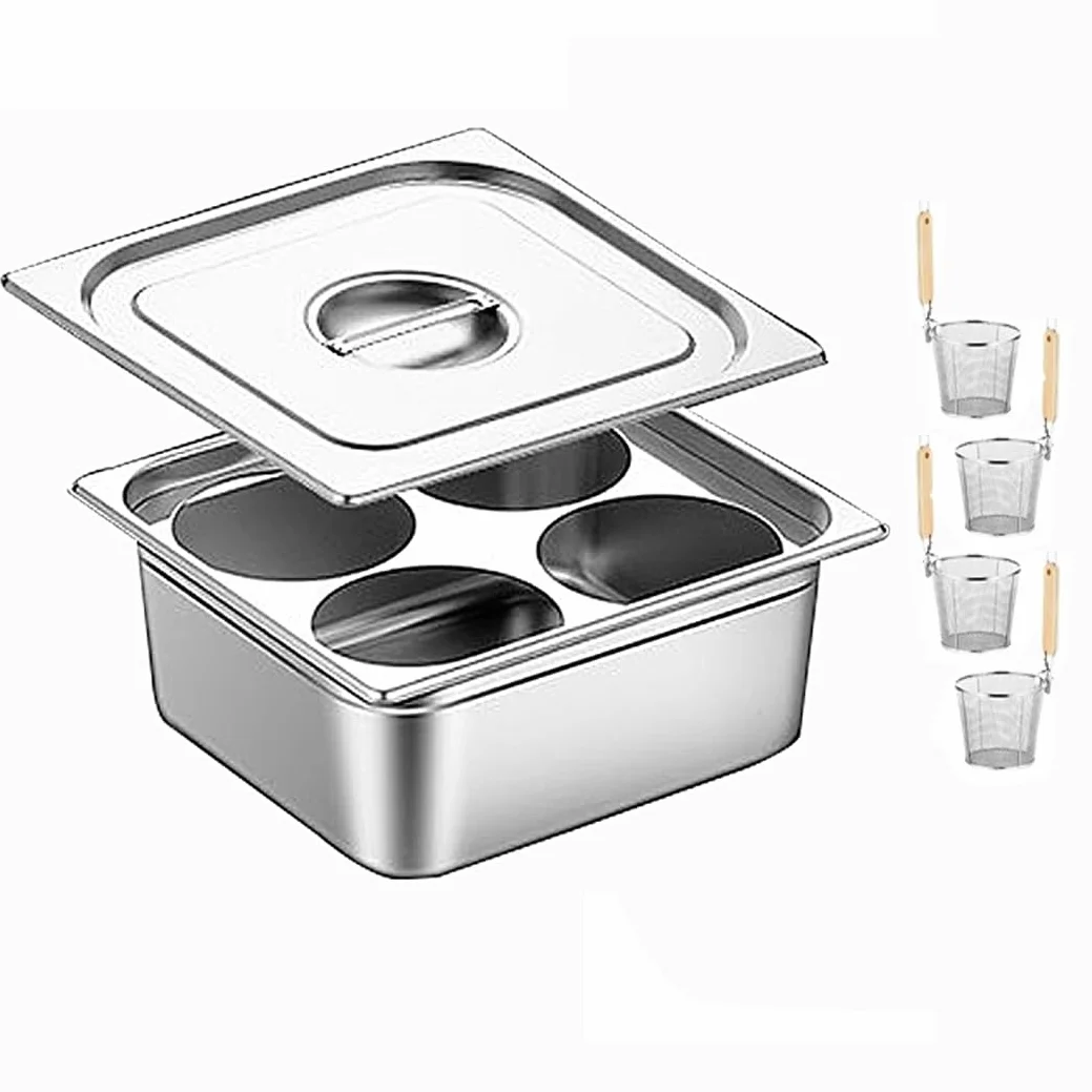 Juego De Ollas Para Pasta De Acero Inoxidable Con 2, 4 Y 6 Orificios: Calentamiento Rápido, Tapa Para Colgar, Asas Seguras Para Cocina Doméstica, Restaurante Y Uso Comercial. Disponibles En 2 Y 4 Ori