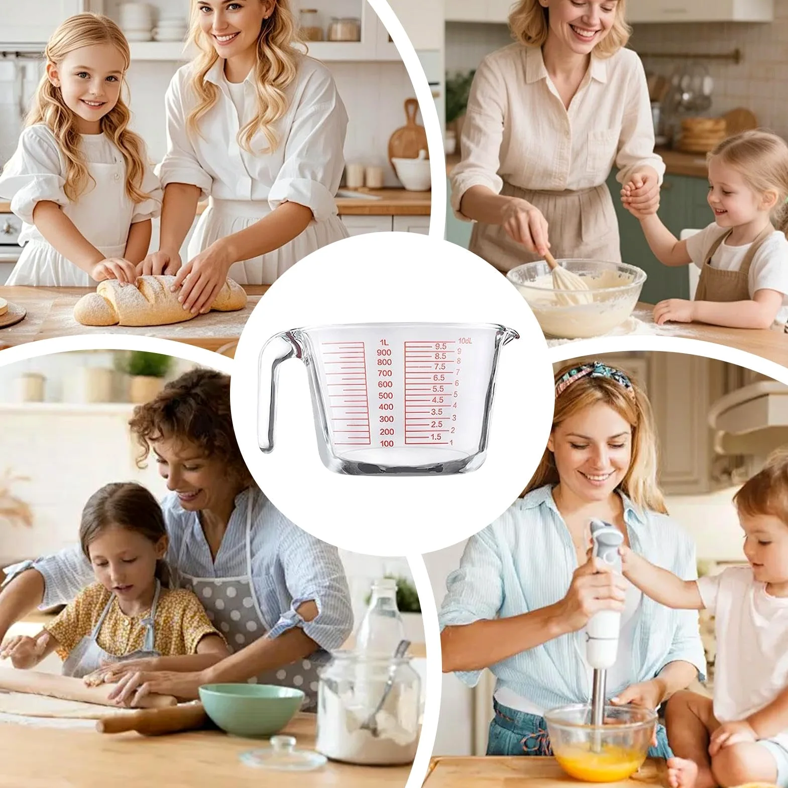 Tazas Medidoras de Vidrio Recipiente De Medición Transparente Y Portátil | Recipiente Medidor Portátil Para Horno Lavavajillas Medición Preparación Horneado Cocción Cocina Hogar Casa