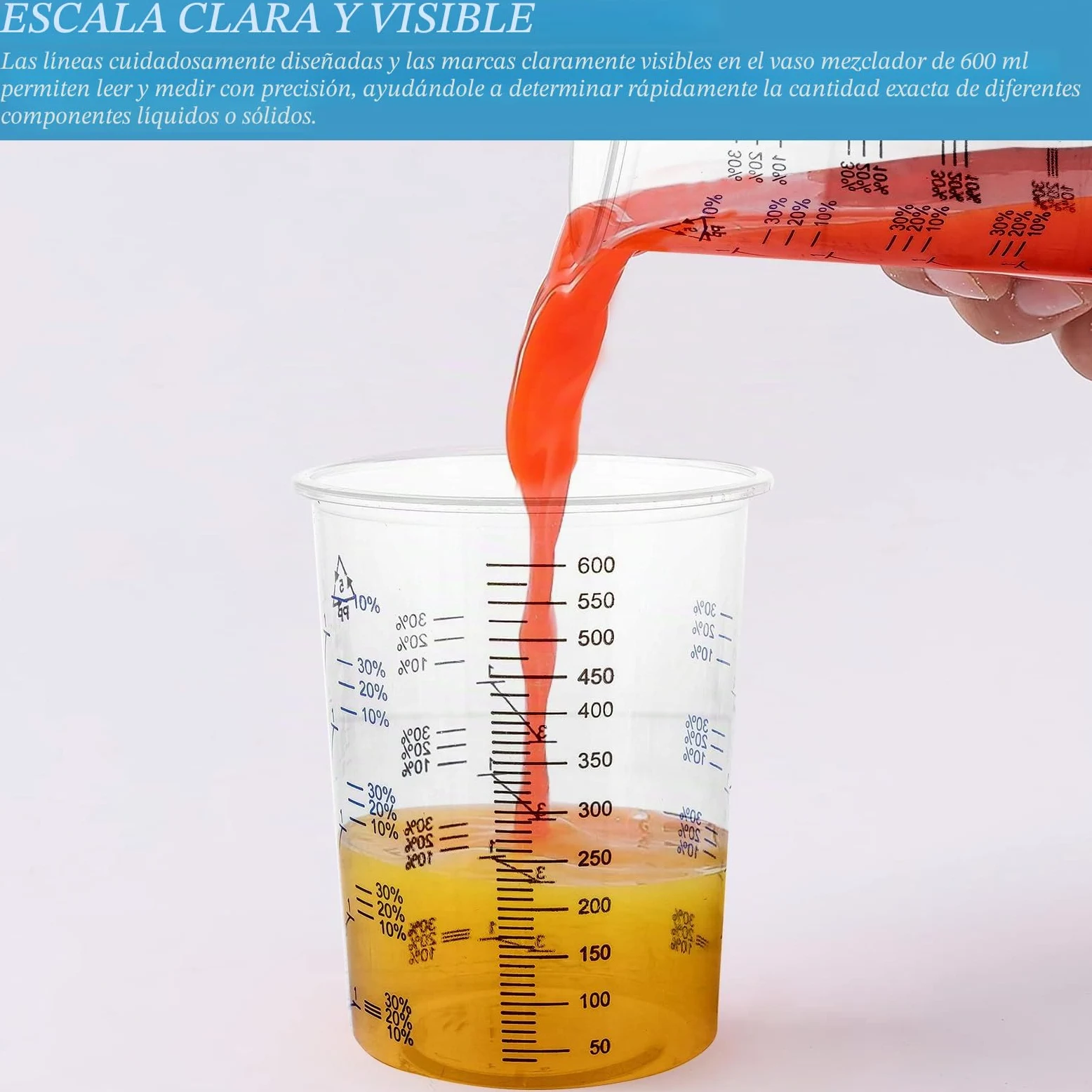 Vasos Mezcladores De Pintura,50 Pcs 600ml Vasos Mezcladores De Plastico,Vasos Medidores Pintura,Tazas De Mezcla De Pintura Para Líquidos,Pinturas,Pigmentos