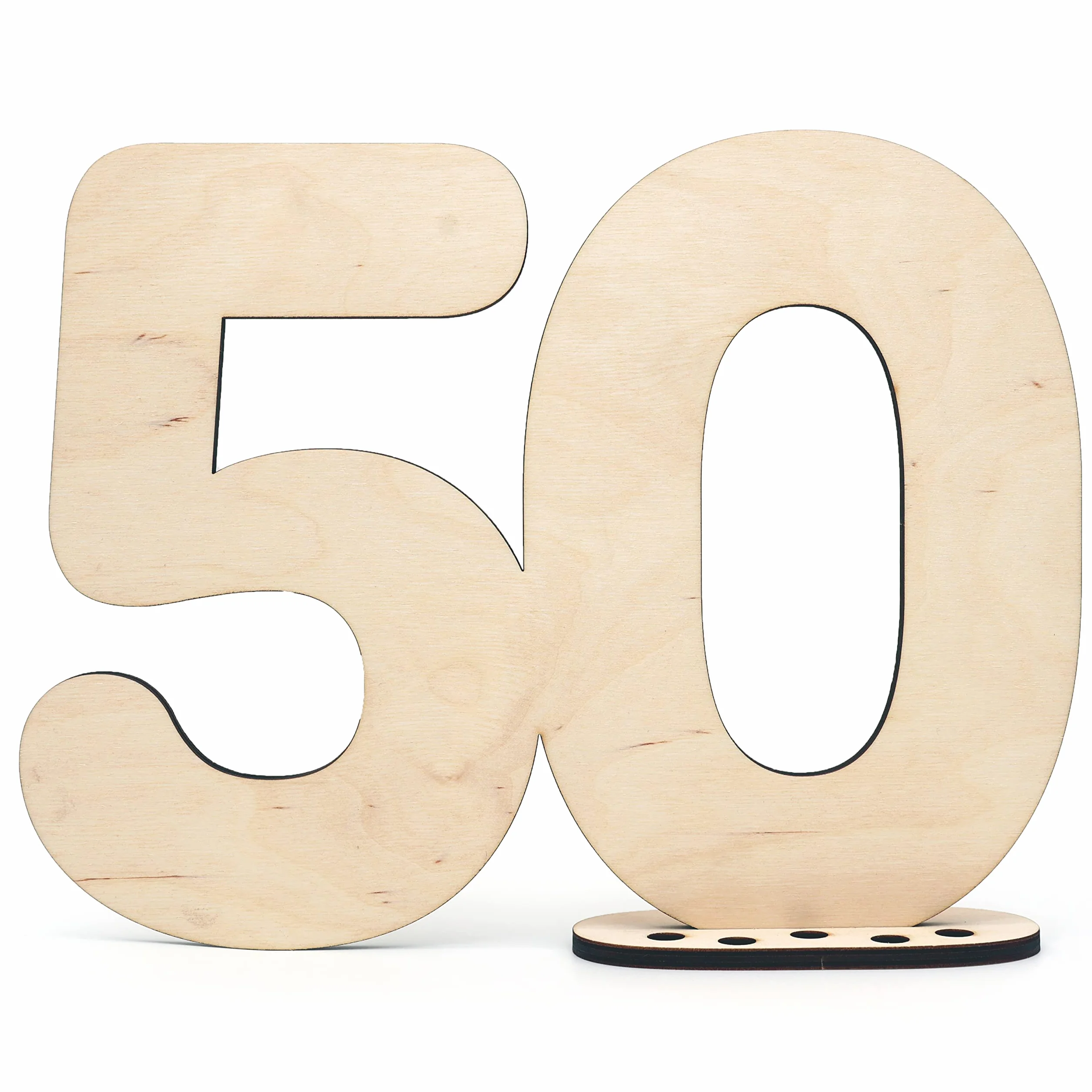 Libro de visitas de madera con cartel decorativo número 50 – para escribir como regalo con soporte y portavelas – para decoración de 50. cumpleaños, 50 años de aniversario