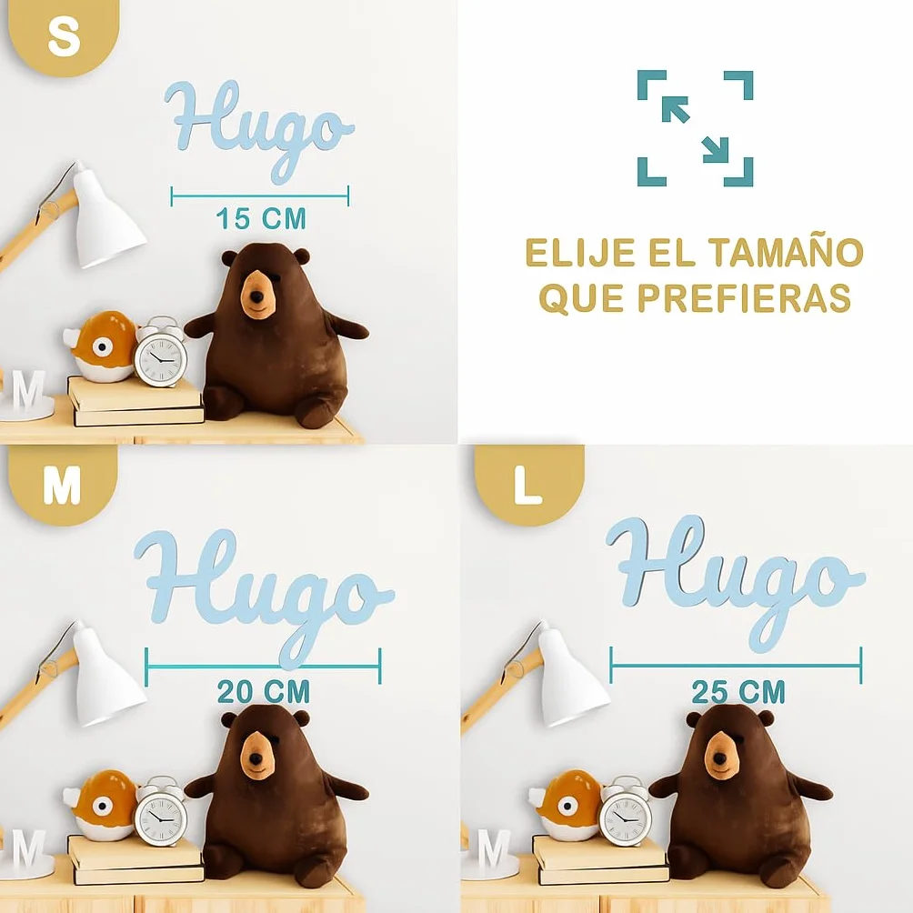 Letras Decorativas Personalizadas 15/20/25 cm para Habitación Infantil, Bautizo o Baby Shower