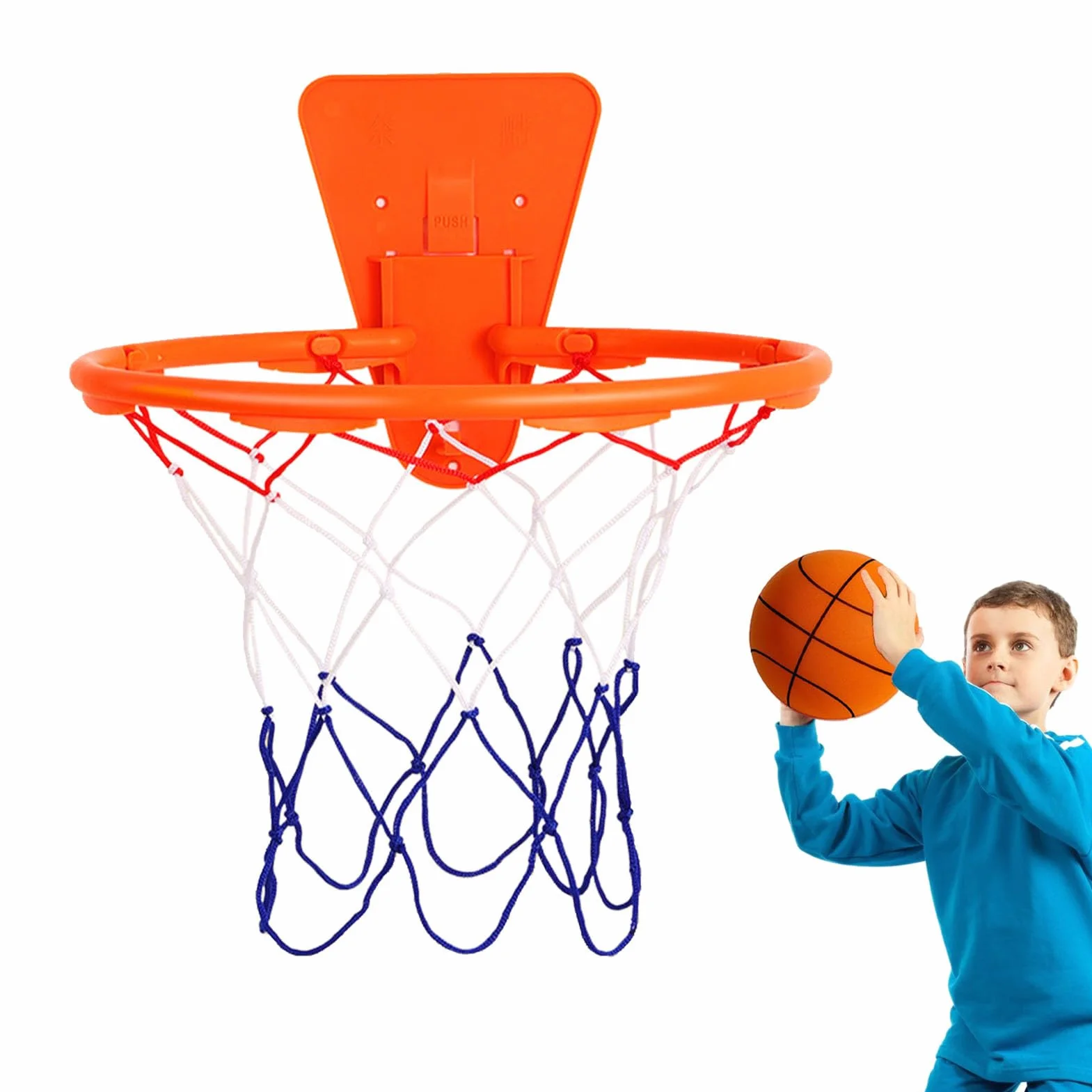 Aro de Baloncesto para Niños Montado en la Pared, Canasta Portátil para Puerta, Interior y Exterior