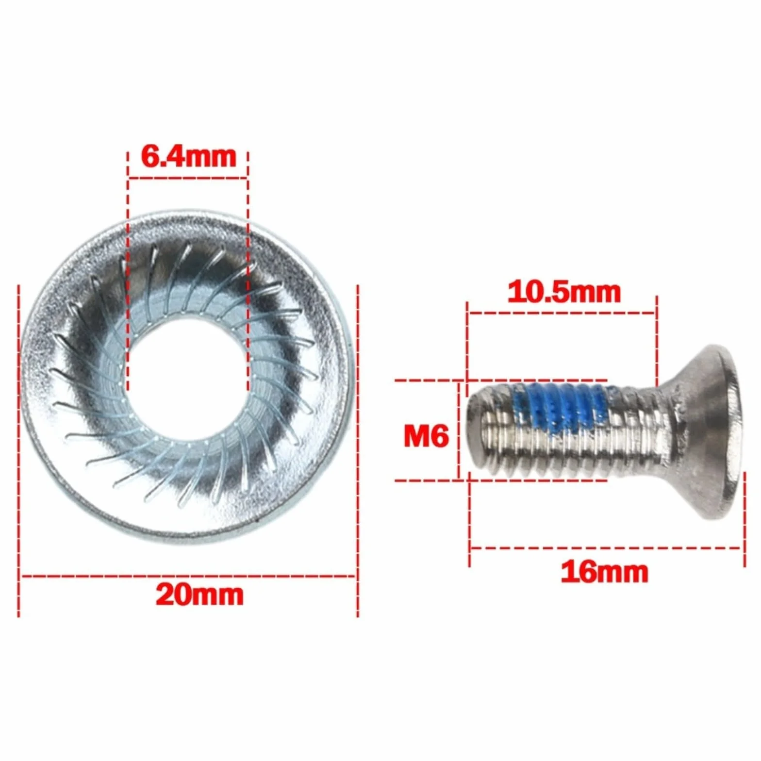 Juego de tornillos de fijación de snowboard con espaciador de 20 mm OD para encuadernaciones (8 piezas)
