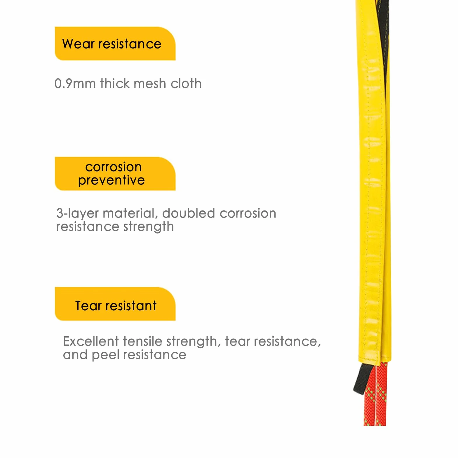 Protector de cuerda de escalada de roca PVC doble para montañismo y rappel
