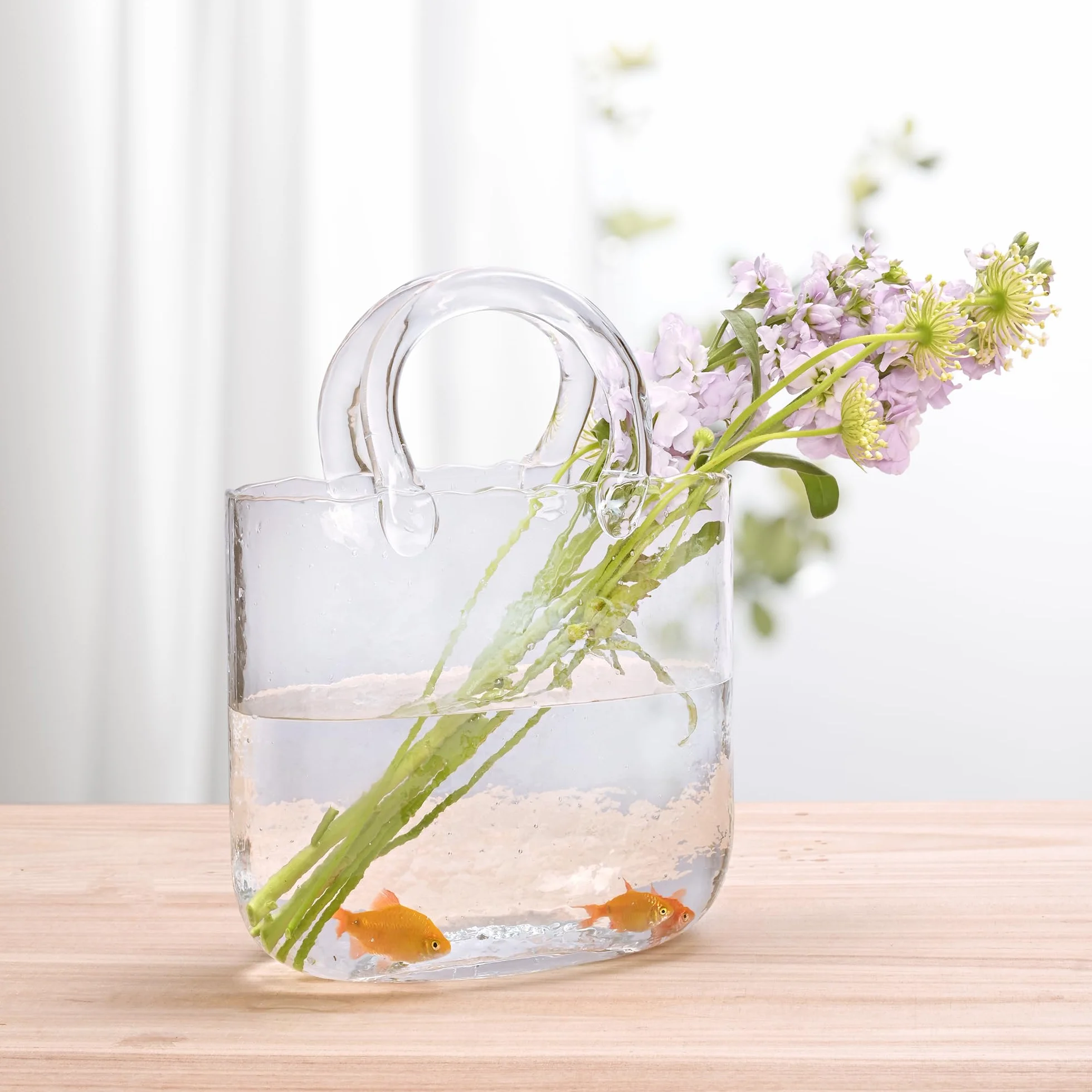 Yorkmills Jarrón de vidrio para flores, jarrón transparente para centros de mesa, jarrón de bolso de mano, jarrón de vidrio grande para flores, centros de mesa para comedor, jarrón de flores pequeño