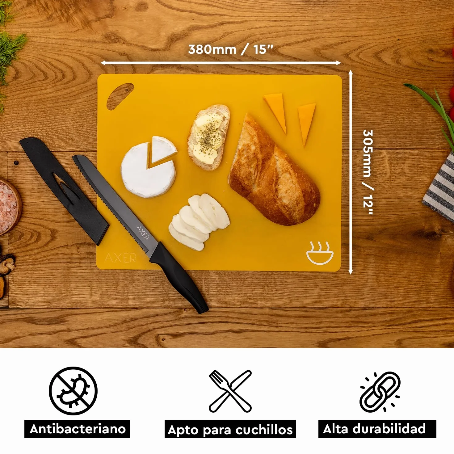 Axer 2x Tabla de Cortar Cocina Grande - Tabla Cortar Cocina Plastico Flexible - Tablas de Cocina BPA-Libre - Cutting Board Chopping Board Set