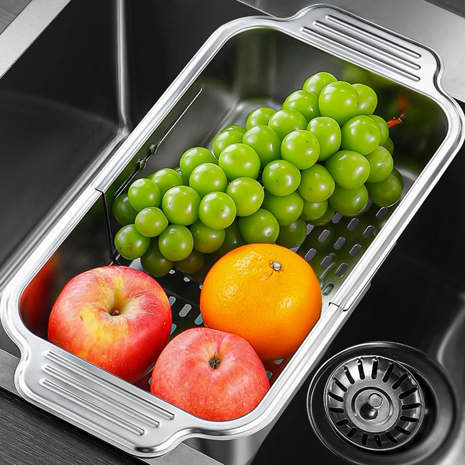 Escurridor Expandible Sobre El Fregadero Colador Telescópico Filtrante | Colador Antiatasco para Fregadero para Verduras, Frutas, Pasta, Utensilios, Menaje, Cocina, Hogar, Apartamento, Restaurante