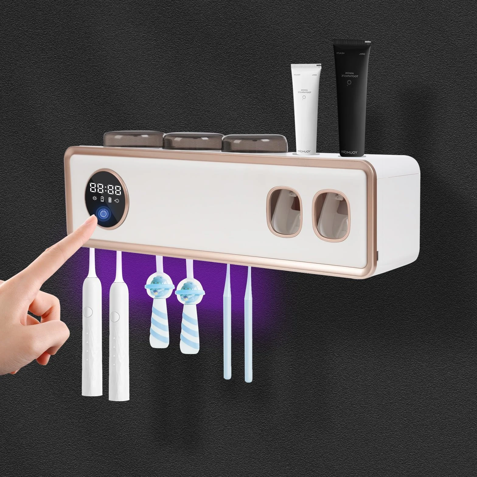 Soporte para cepillo de dientes UV, dispensador automático de pasta de dientes para baño