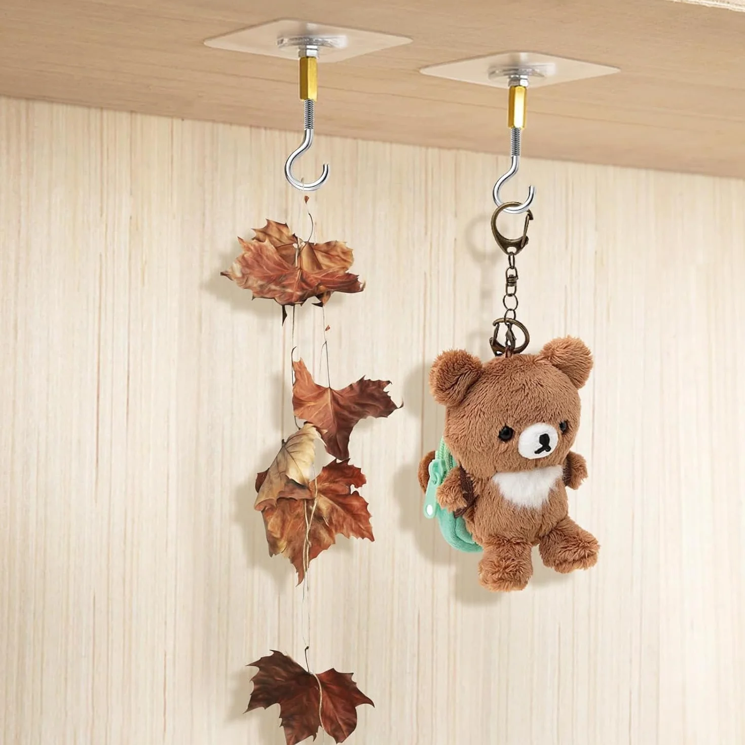 4 piezas Ganchos de techo autoadhesivos, Enganches para Pared Sin Taladro, aptos para plantas, para baño, cocina, oficina, dormitorio