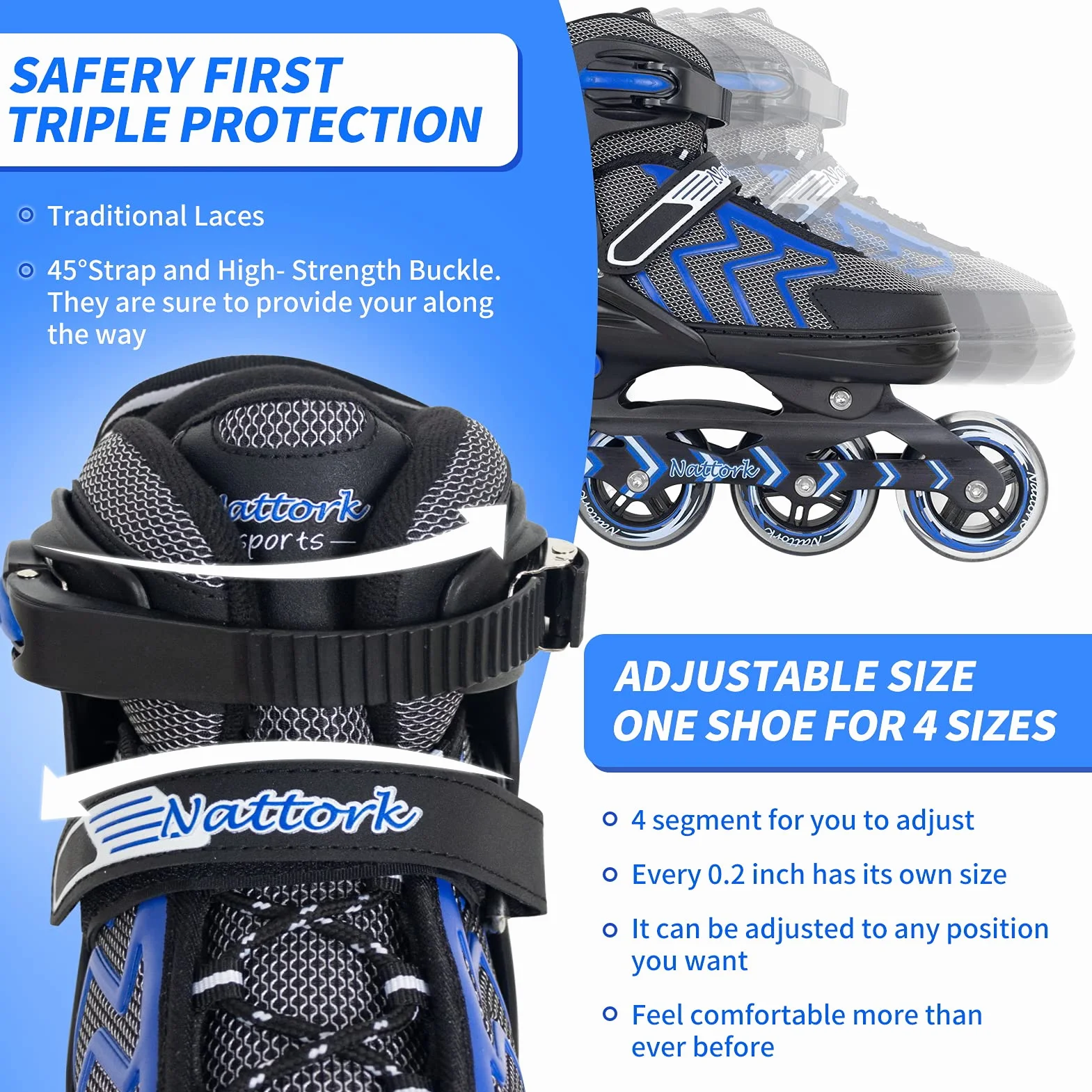 Patines en línea para niños Adultos, 4 Tamaño Ajustables Patines de Rodillos para Niños y Niñas, Patines en línea para Hombres Mujeres
