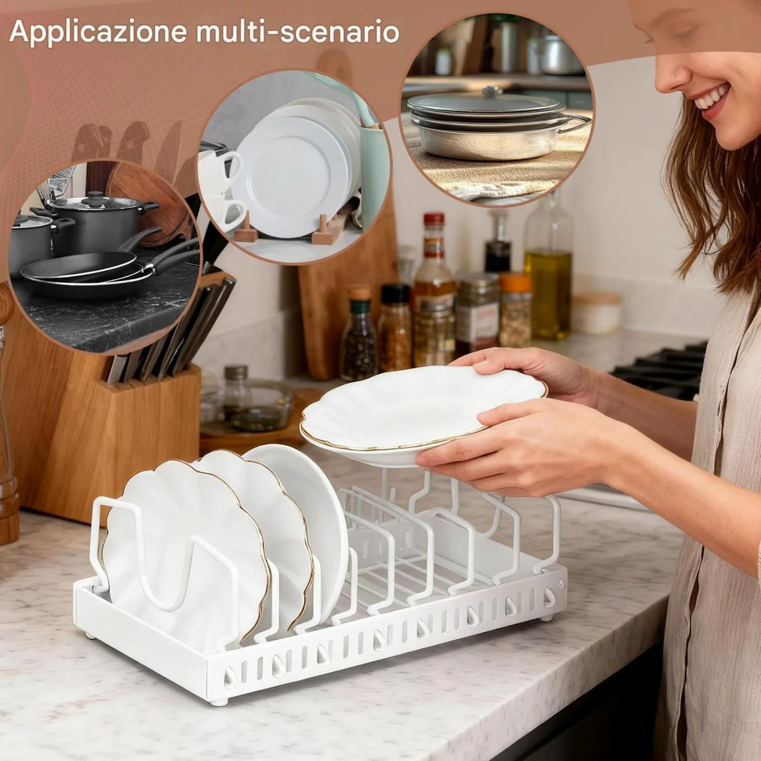 Organizador de ollas extraíble - Soporte para ollas adhesivo con polea | lisa, rejillas para ollas, armario para ollas ajustables con polea para cocina | utensilios de cocina, utensilios de cocina
