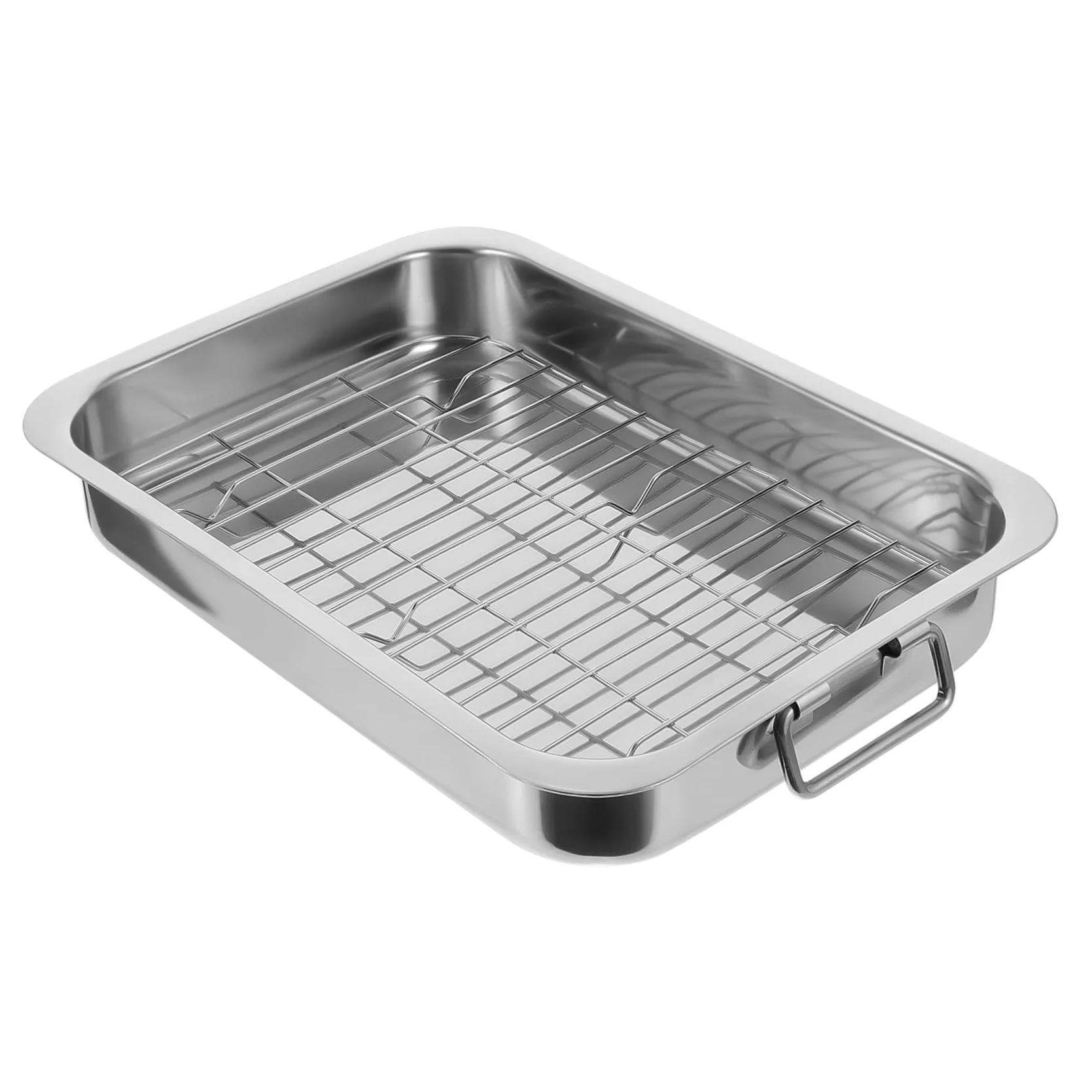 Ciieeo Bandeja Para Hornear Con Rejilla Rectangular 33x23x5 Cm Acero Inoxidable Resistente Horno Cocina Multiusos Almacenamiento