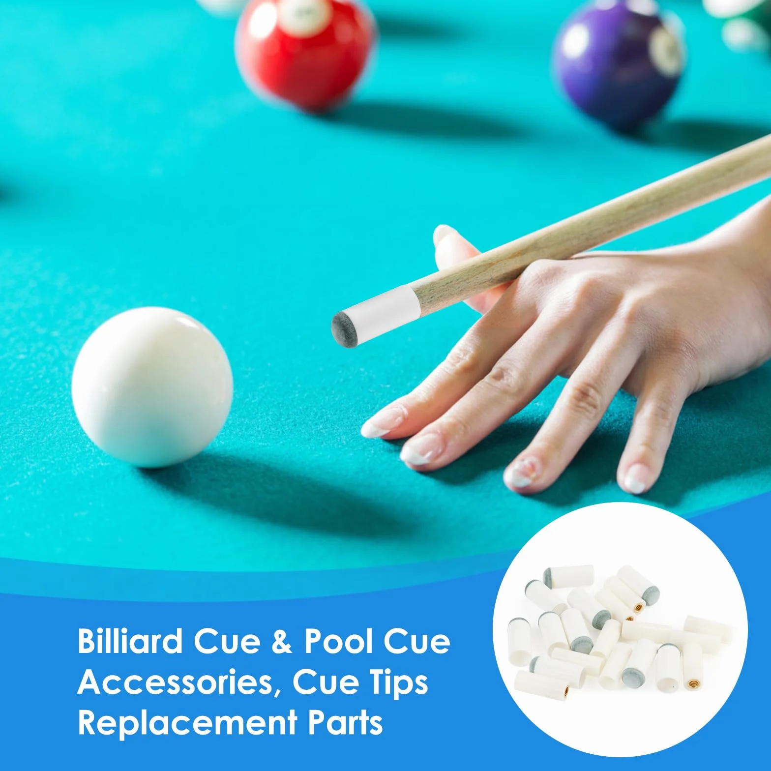10 Puntas de Repuesto para Taco de Billar 10mm Roscadas, Accesorios Snooker,Puntas De Repuesto para Taco De Billar Profesionales