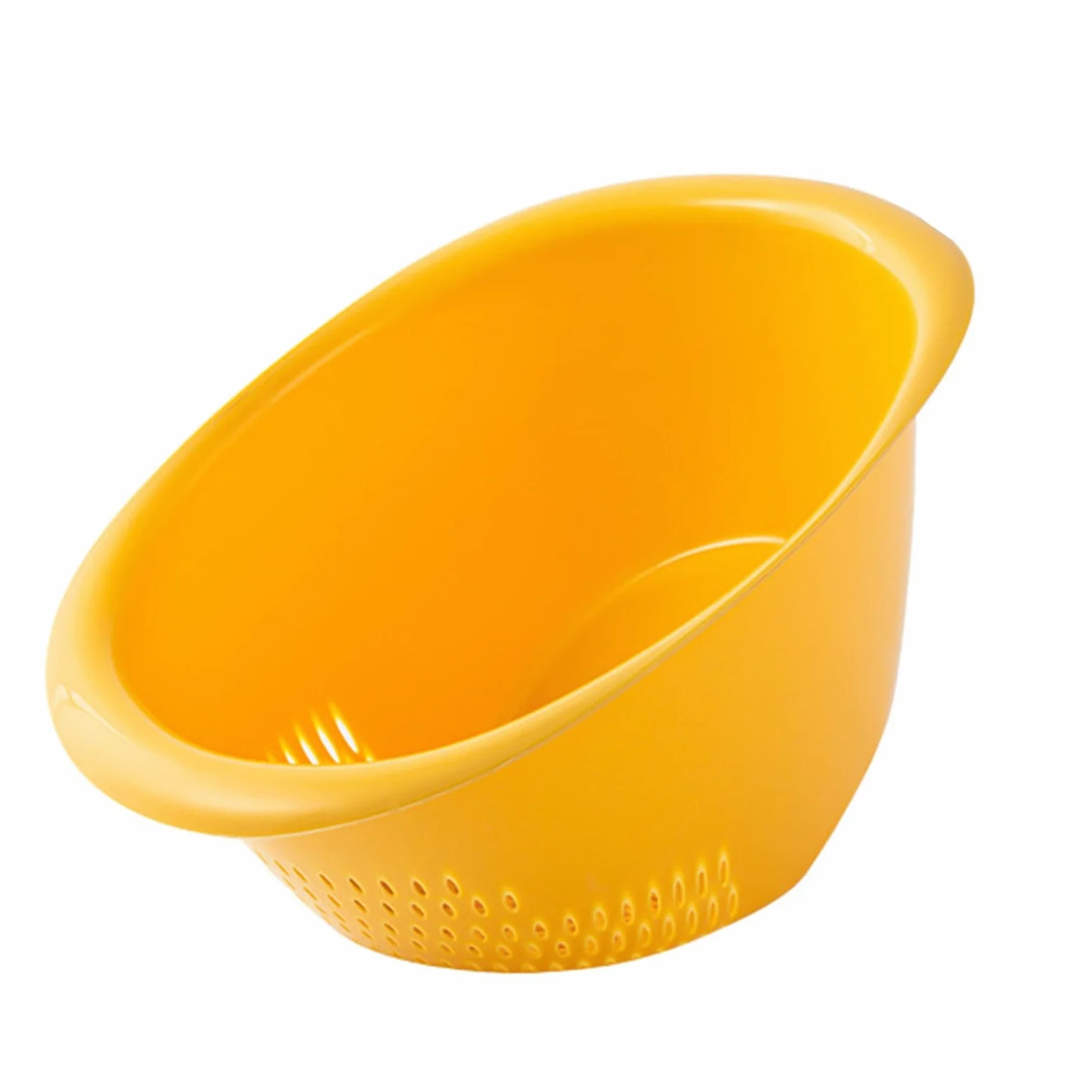 Creative Yellow Rice Wash Bowl - Colador de drenaje de cocina y cesta de almacenamiento para una fácil preparación de arroz, perfecto para lavar platos y preparar alimentos.