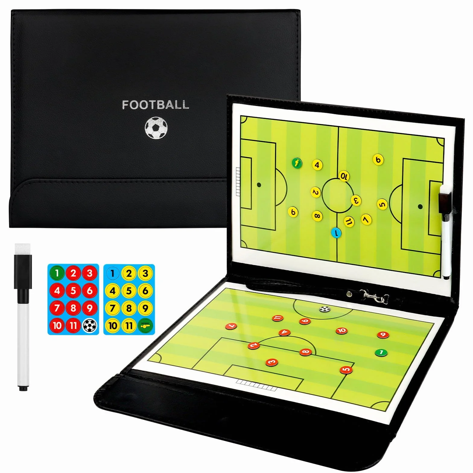 KEWUZY Carpeta Táctica de Entrenamiento Futbol con Marcador e Imanes para Entrenadores