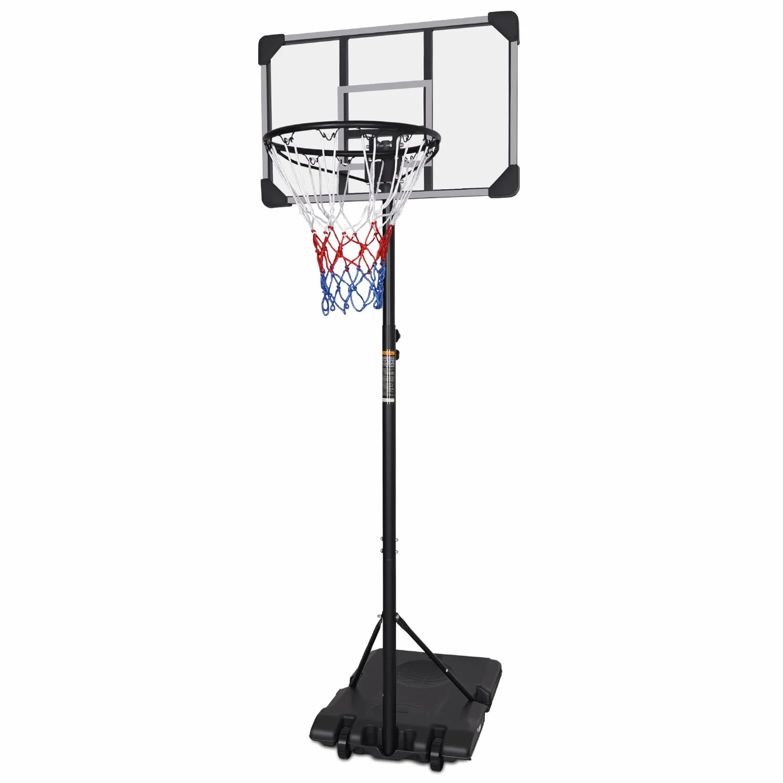 Aro de baloncesto portátil ajustable 7 pies tablero transparente 165-213 cm