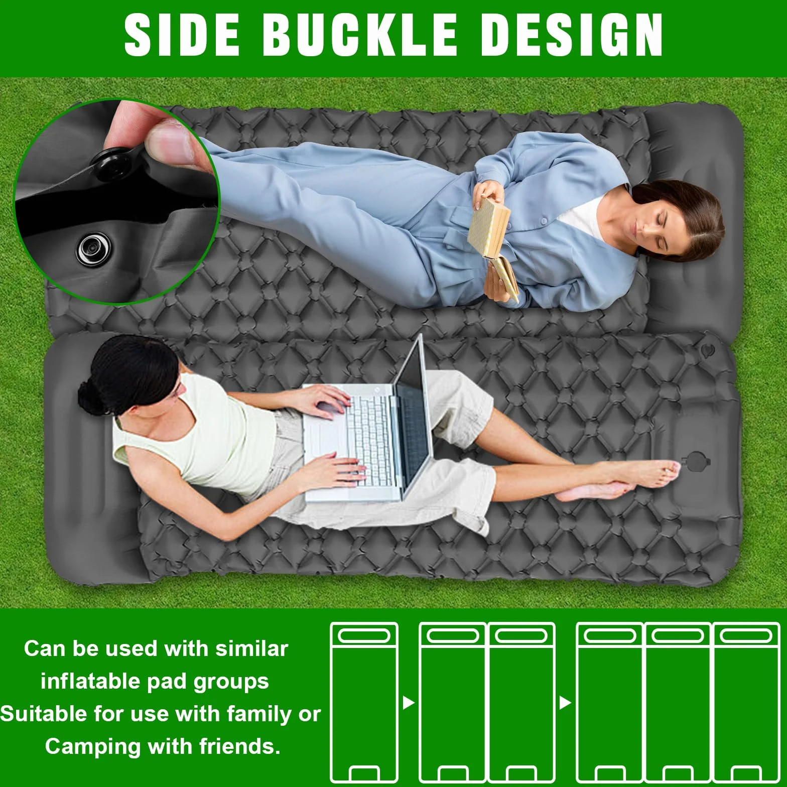 Colchón autoinflable ultraligero impermeable con bomba de pie para camping