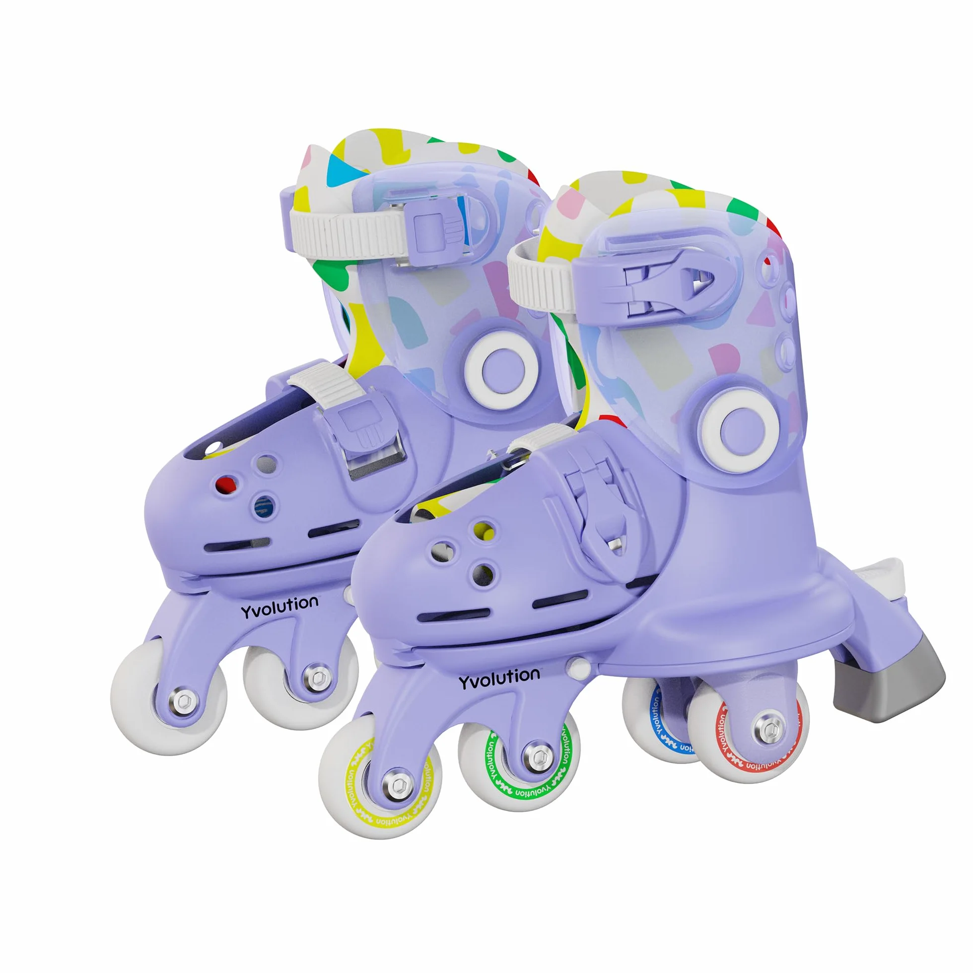 Yvolution Patines de aprendizaje para niños para principiantes, patines ajustables 2 en 1, se convierten de tres ruedas a patines en línea, no necesita herramientas para niñas y niños de más de 2