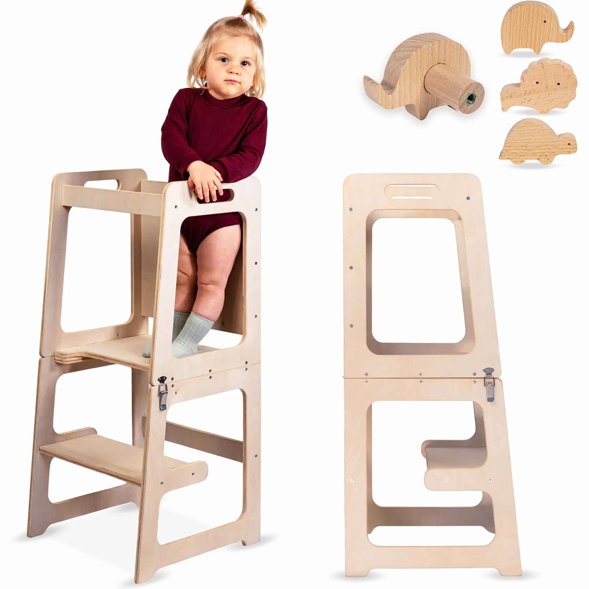 Torre Aprendizaje Montessori Plegable Convertible Mesa Silla Madera